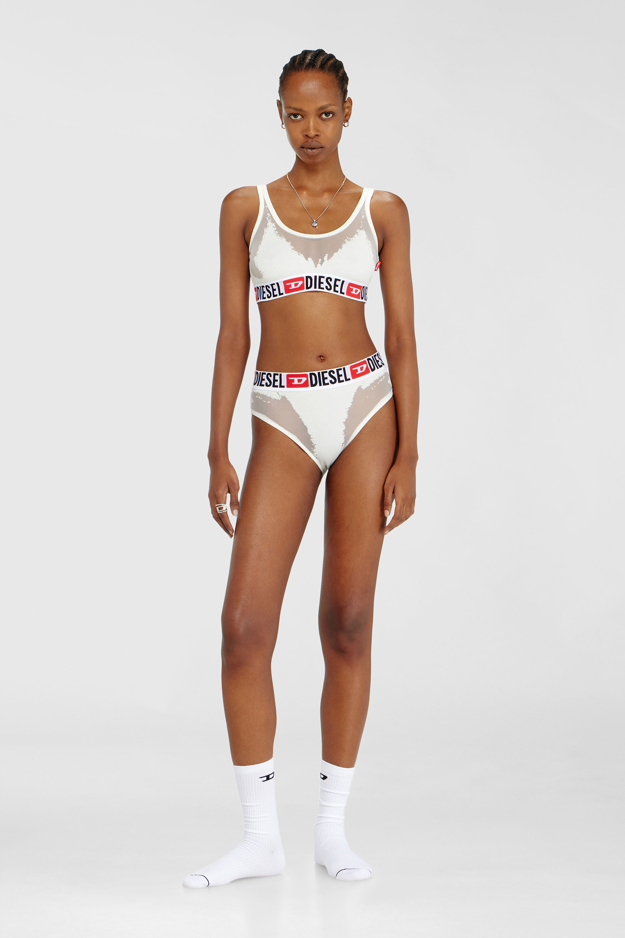 Diesel - PR-ORIBA-D-CORE, Bralette con efecto devor&eacute; transparente Mujer in Blanco - 2