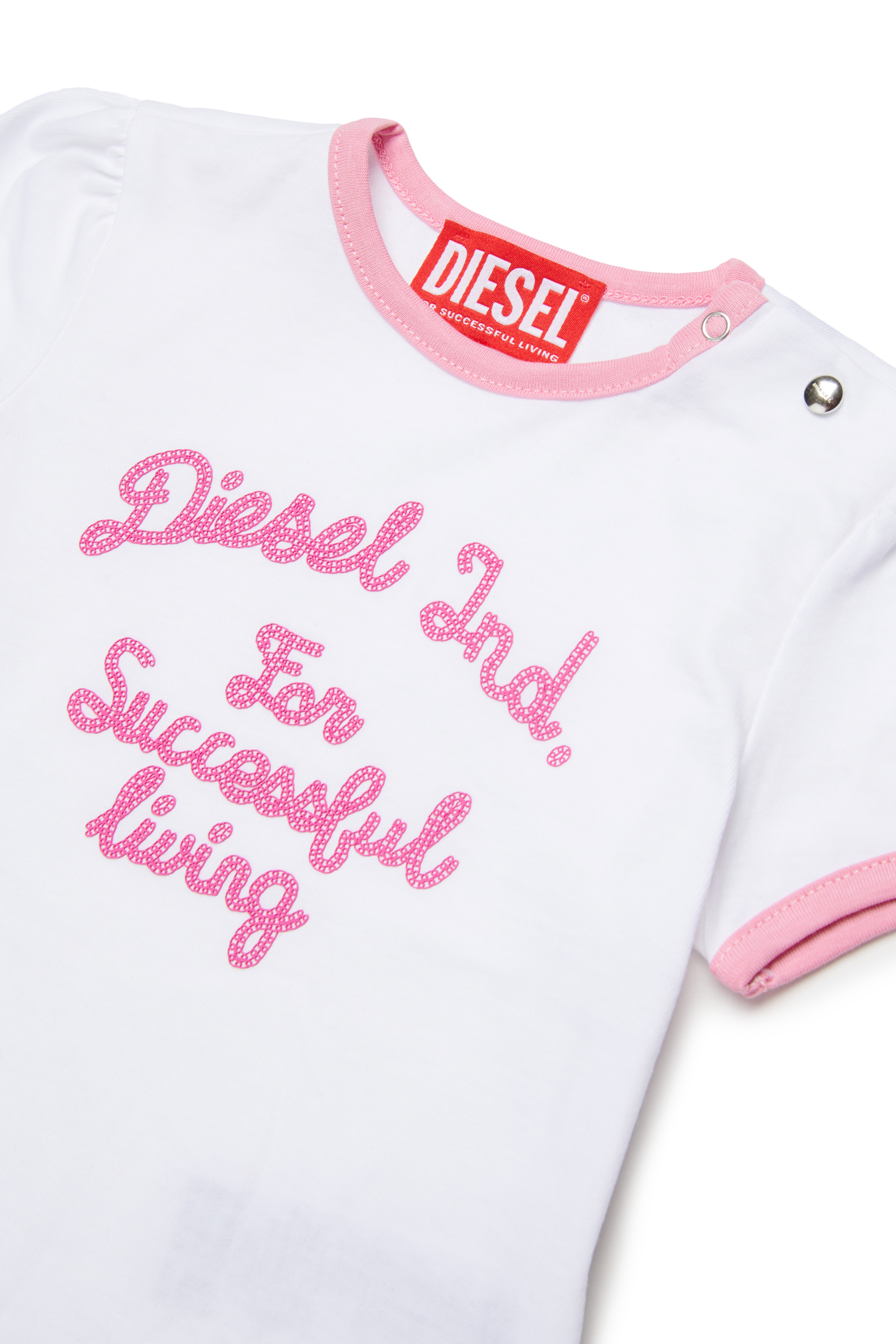 Diesel - TELAB, Camiseta Ring con bordado Mujer in Blanco - 3