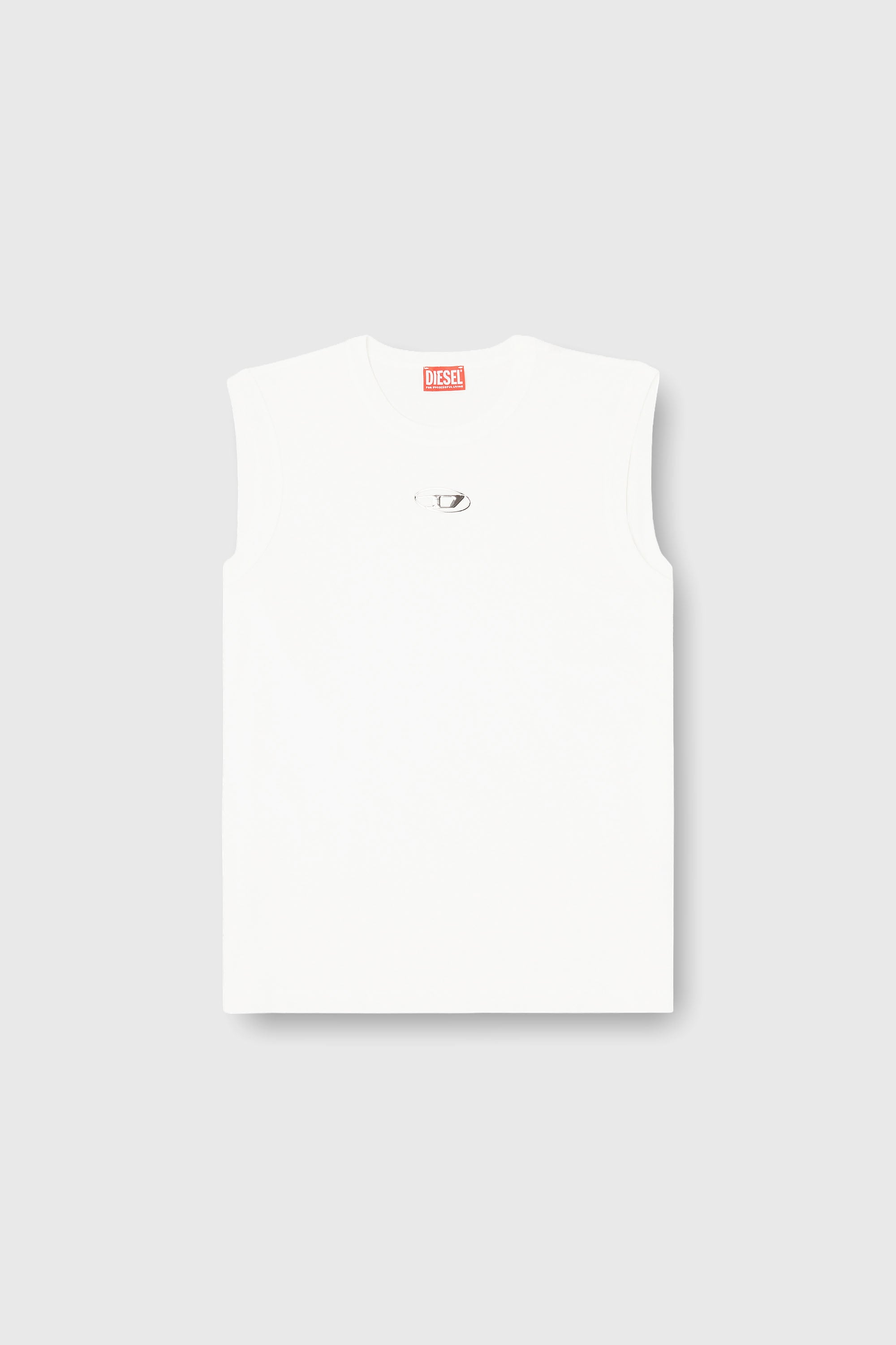 Diesel - T-BISCO-IOD, Camiseta de tirantes de algod&oacute;n sin mangas con Oval D met&aacute;lico Hombre in Blanco - 2