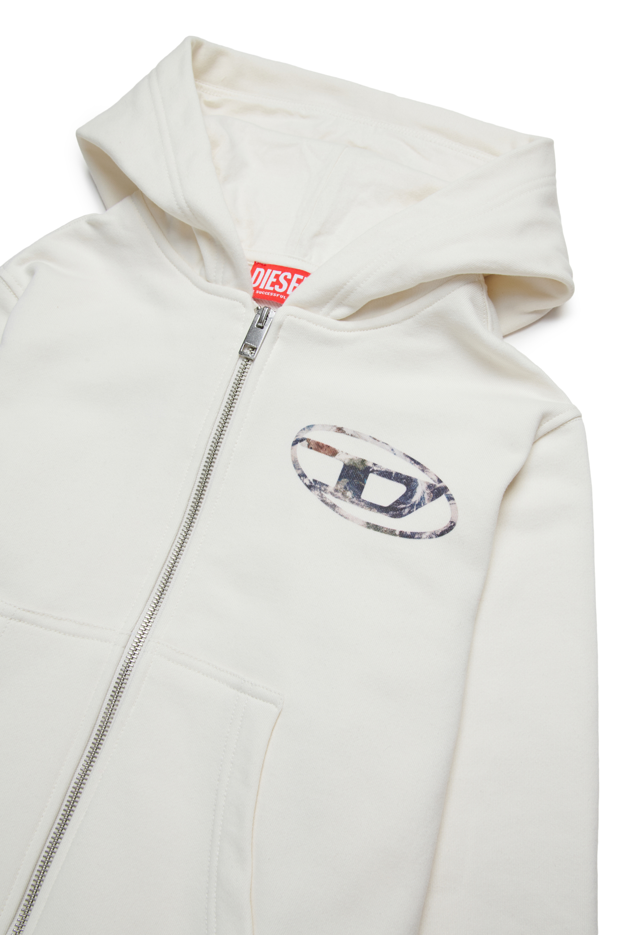 Diesel - SWELTHOODZIP  OVER, Sudadera con capucha y cremallera con logotipo Planet Camo Hombre in Blanco - 3