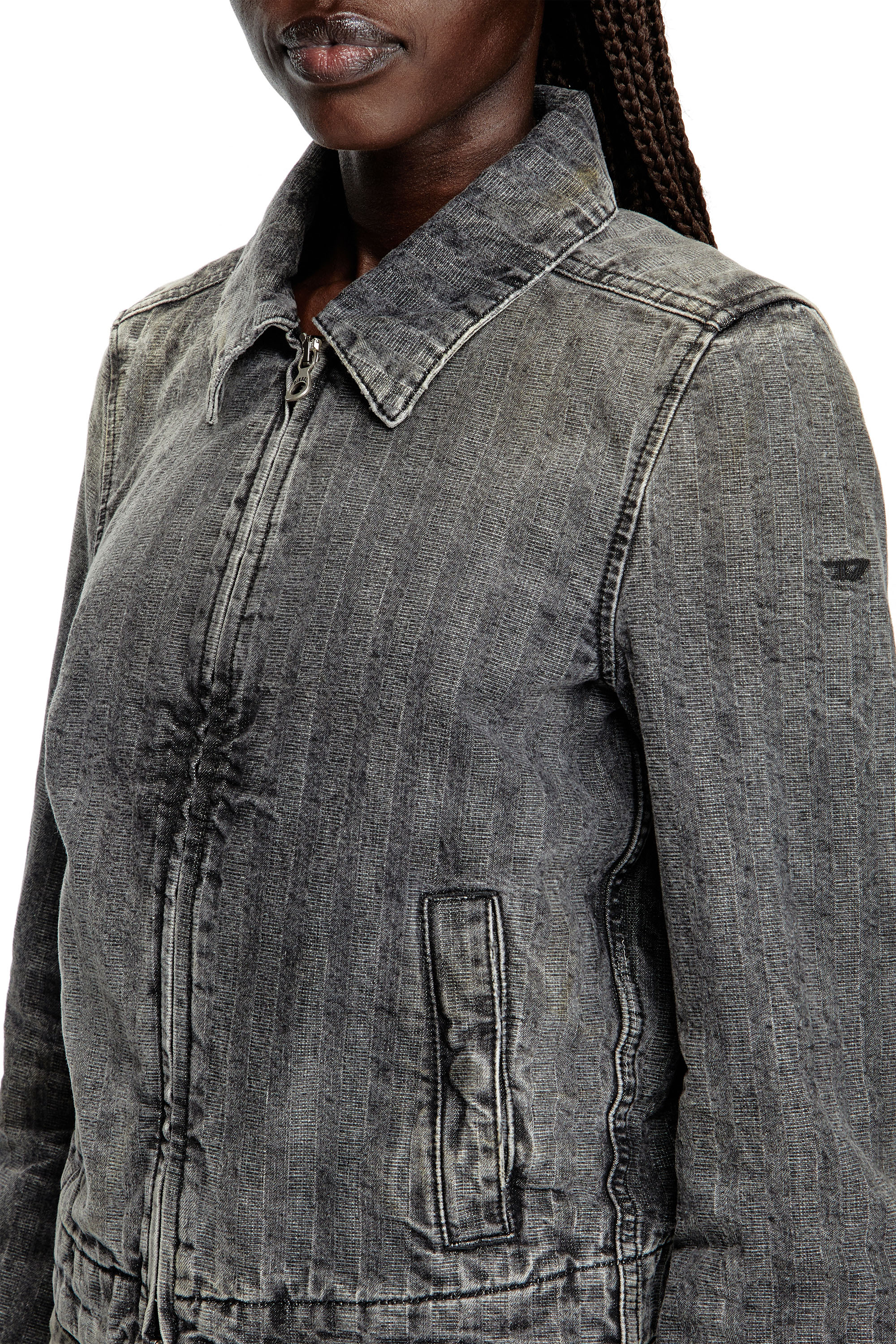 Diesel - DE-CORB, Chaqueta de denim en espiga Mujer in Gris - 5