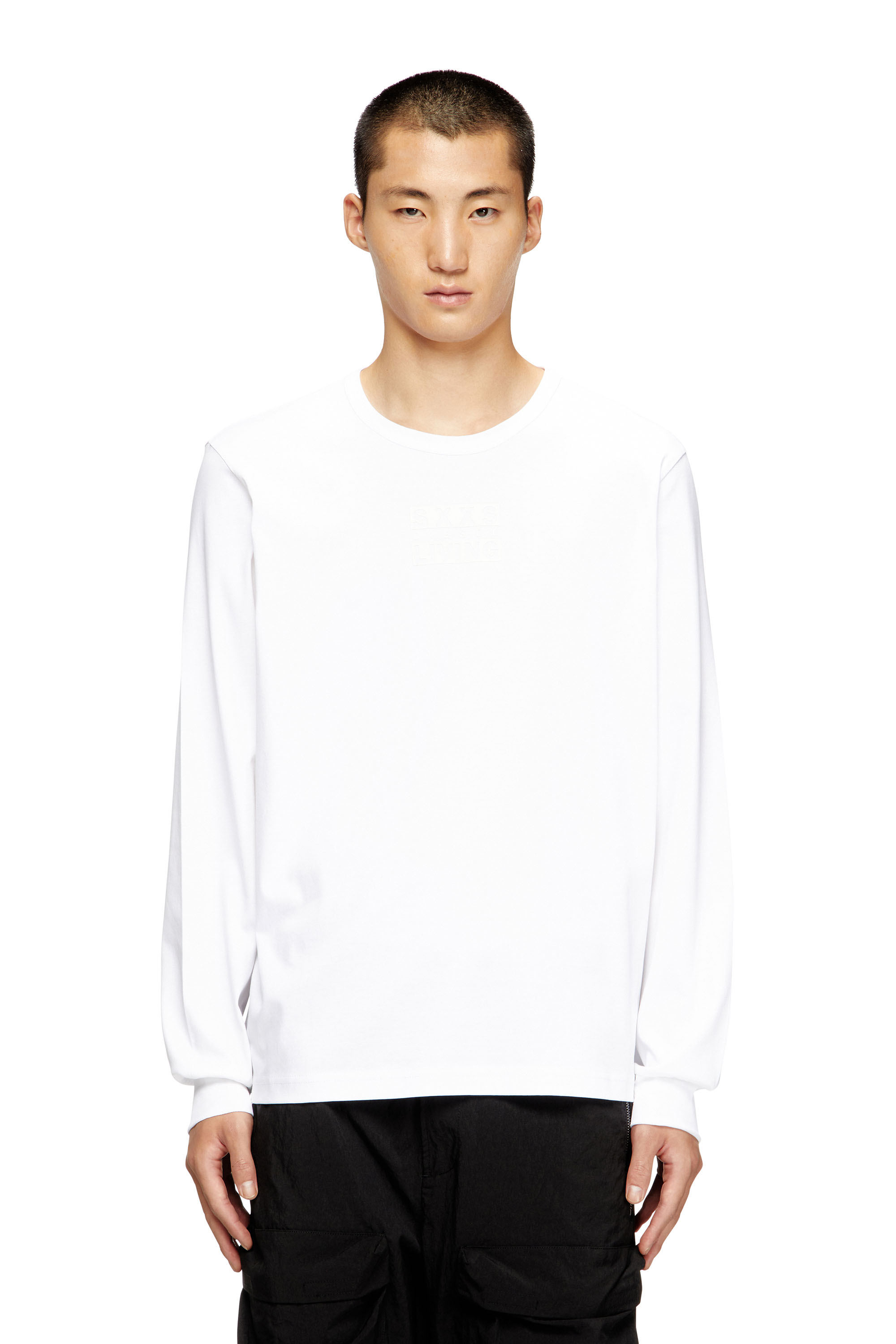 Diesel - T-MADJUST-LS-T1, Camiseta de algodón de manga larga Hombre in Blanco - 1