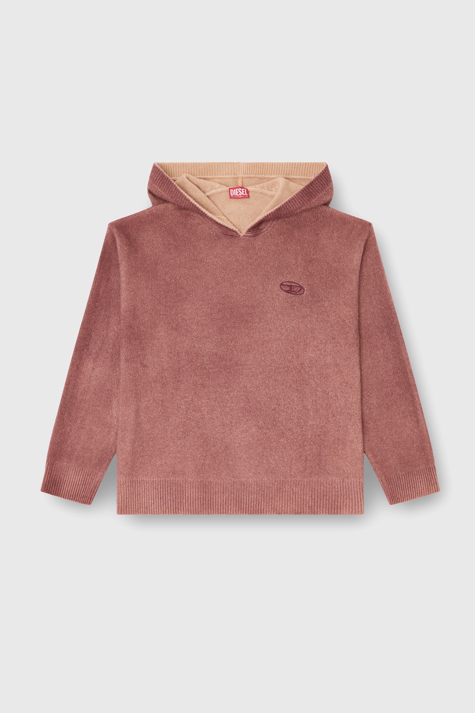 Diesel - K-PICKLED, Sudadera con capucha te&ntilde;ida doble en punto mezcla de lana Hombre in Rojo - 2