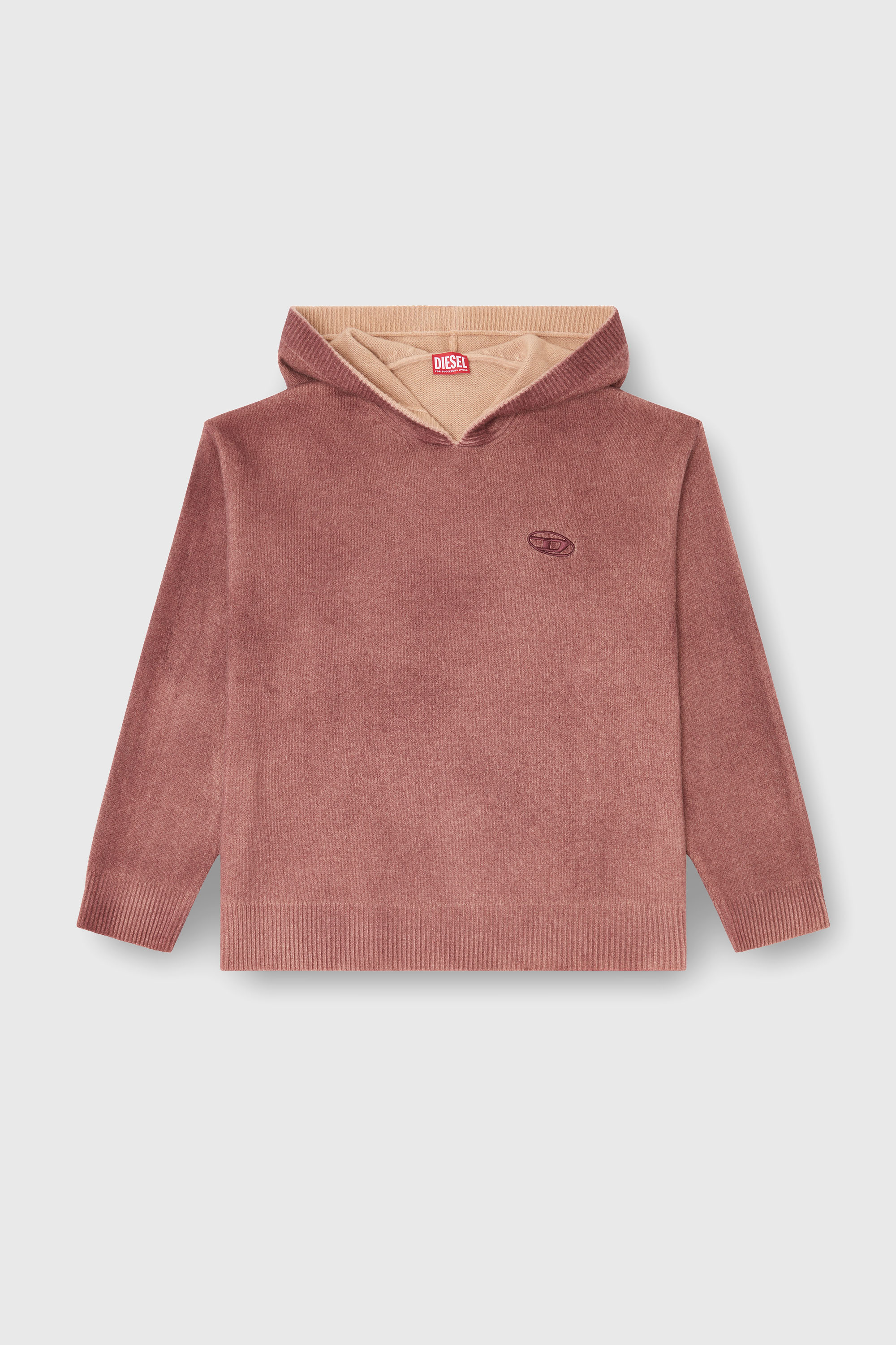 Diesel - K-PICKLED, Sudadera con capucha te&ntilde;ida doble en punto mezcla de lana Hombre in Rojo - 2