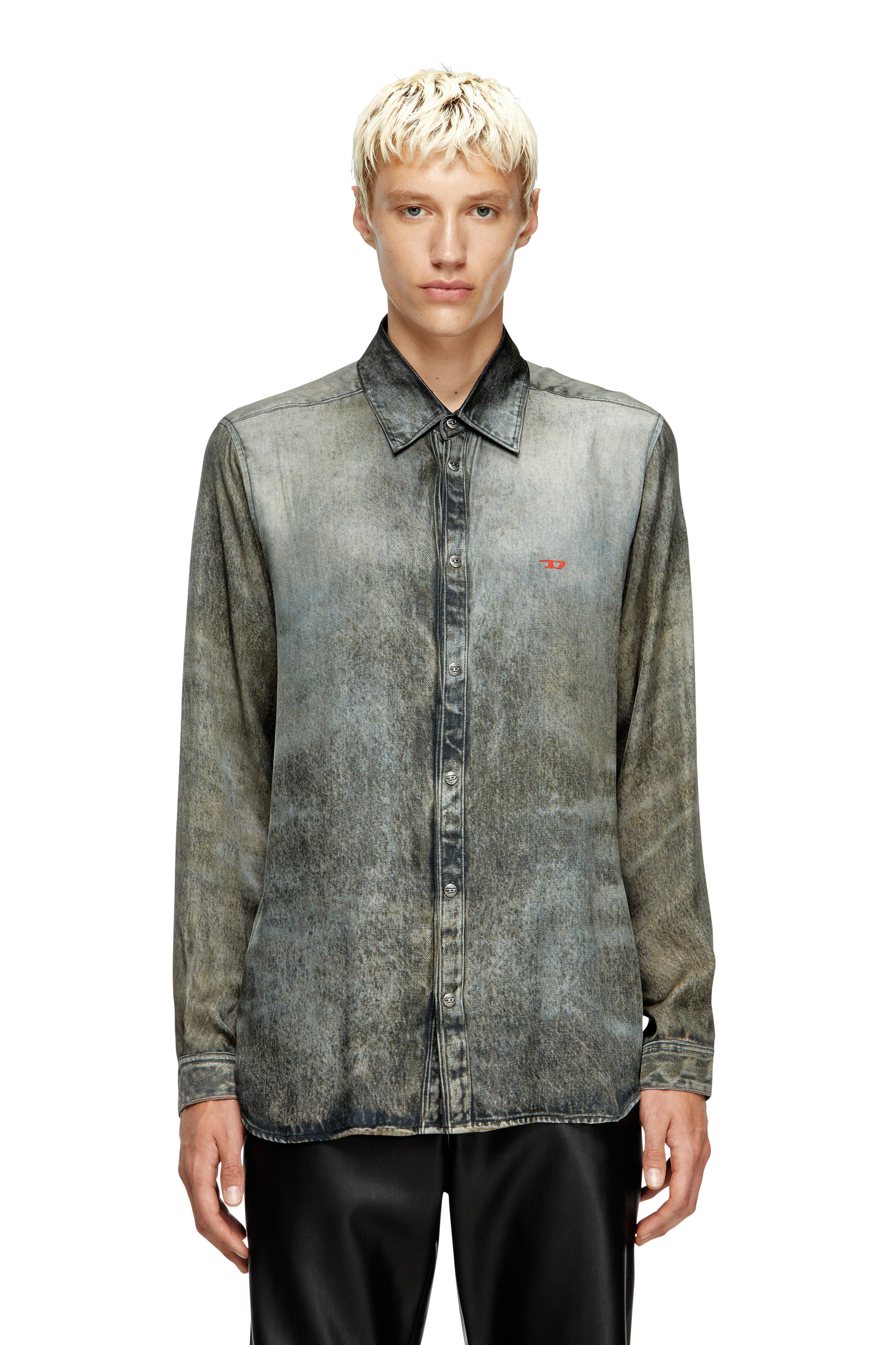 Diesel - S-SIMPLY-LKCT, Camisa de viscosa tipo denim Hombre in Negro - 1