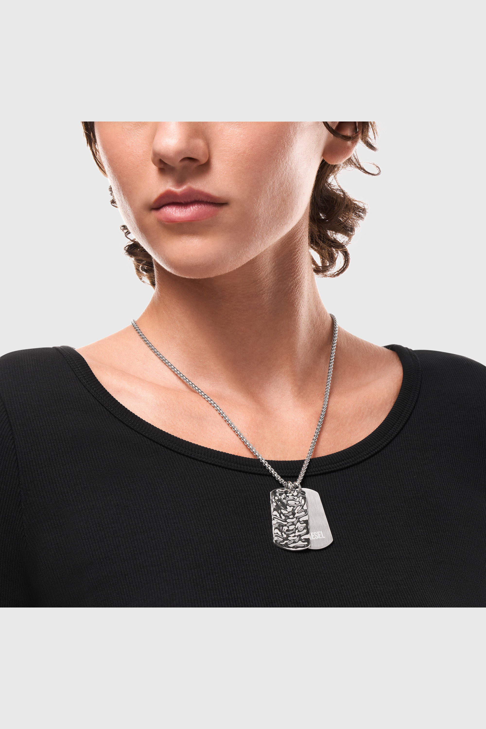 Diesel - DX1735040, Collar con placa (dog tag) de acero inoxidable Unisex in Plateado - 3