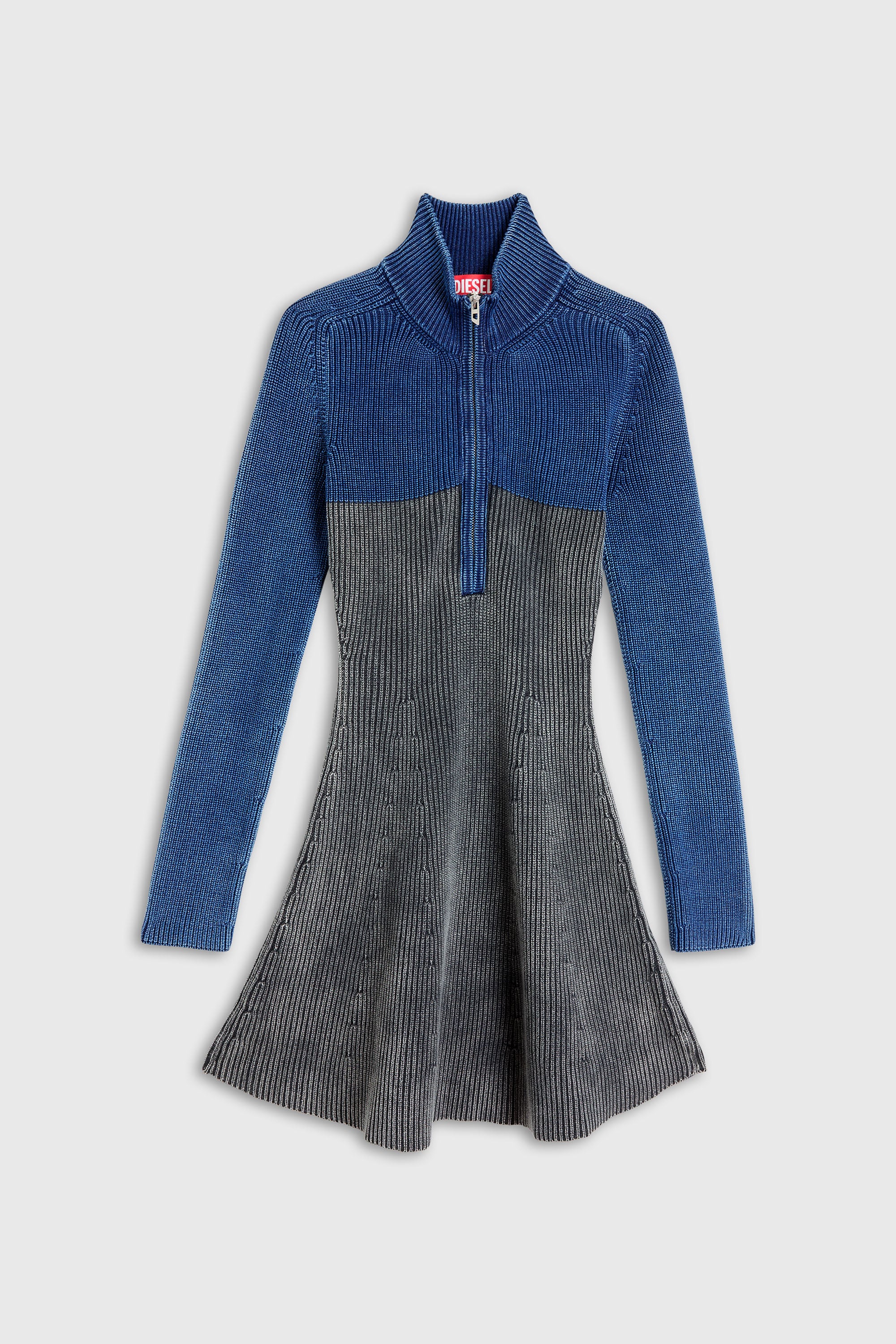 Diesel - M-HERMOSA, Vestido mini de punto con efecto denim bicolor Mujer in Multicolor - 1