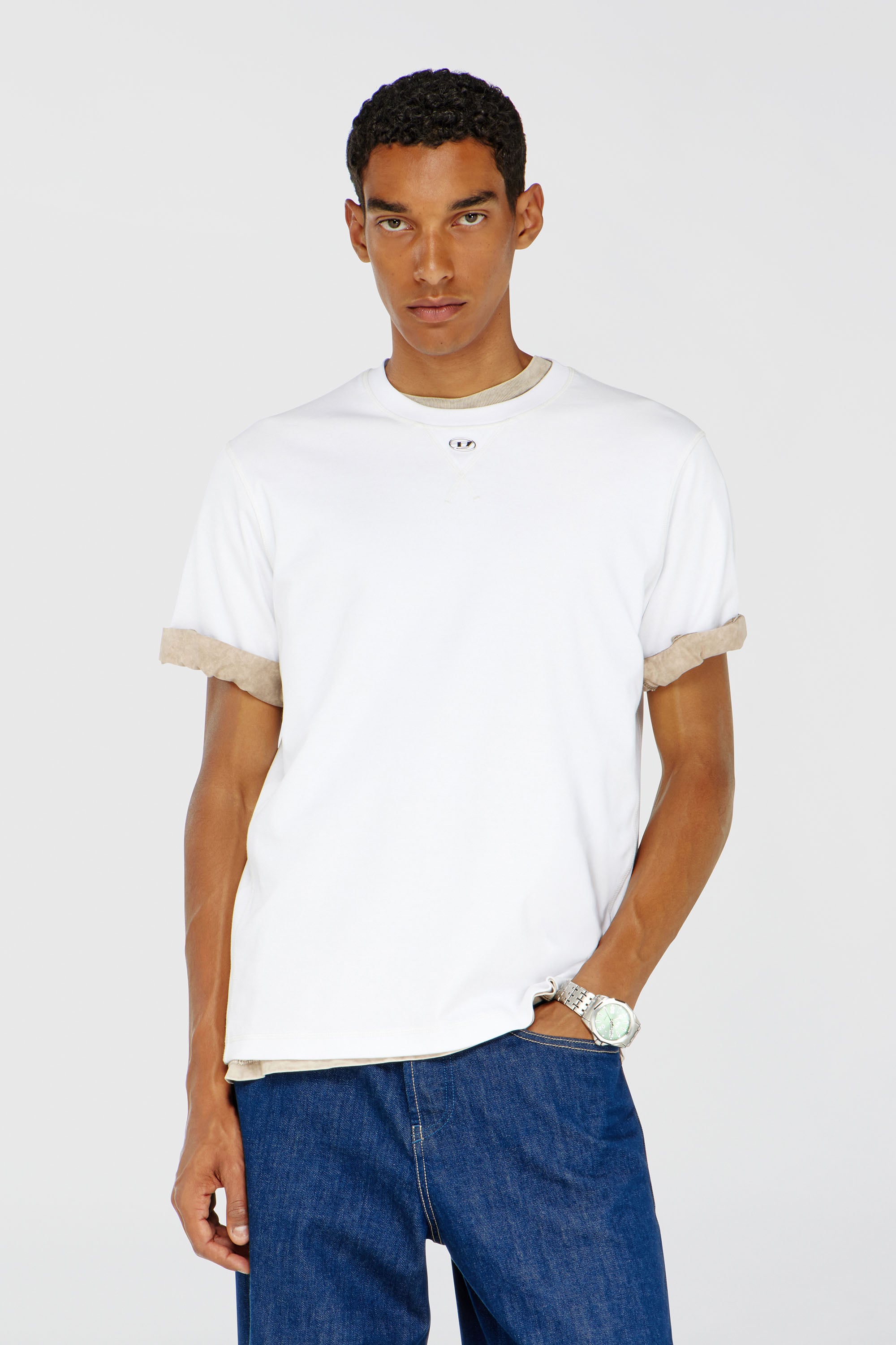 Diesel - T-MADJUST-TR, Camiseta regular con cuello redondo y Oval D Hombre in Blanco - 1