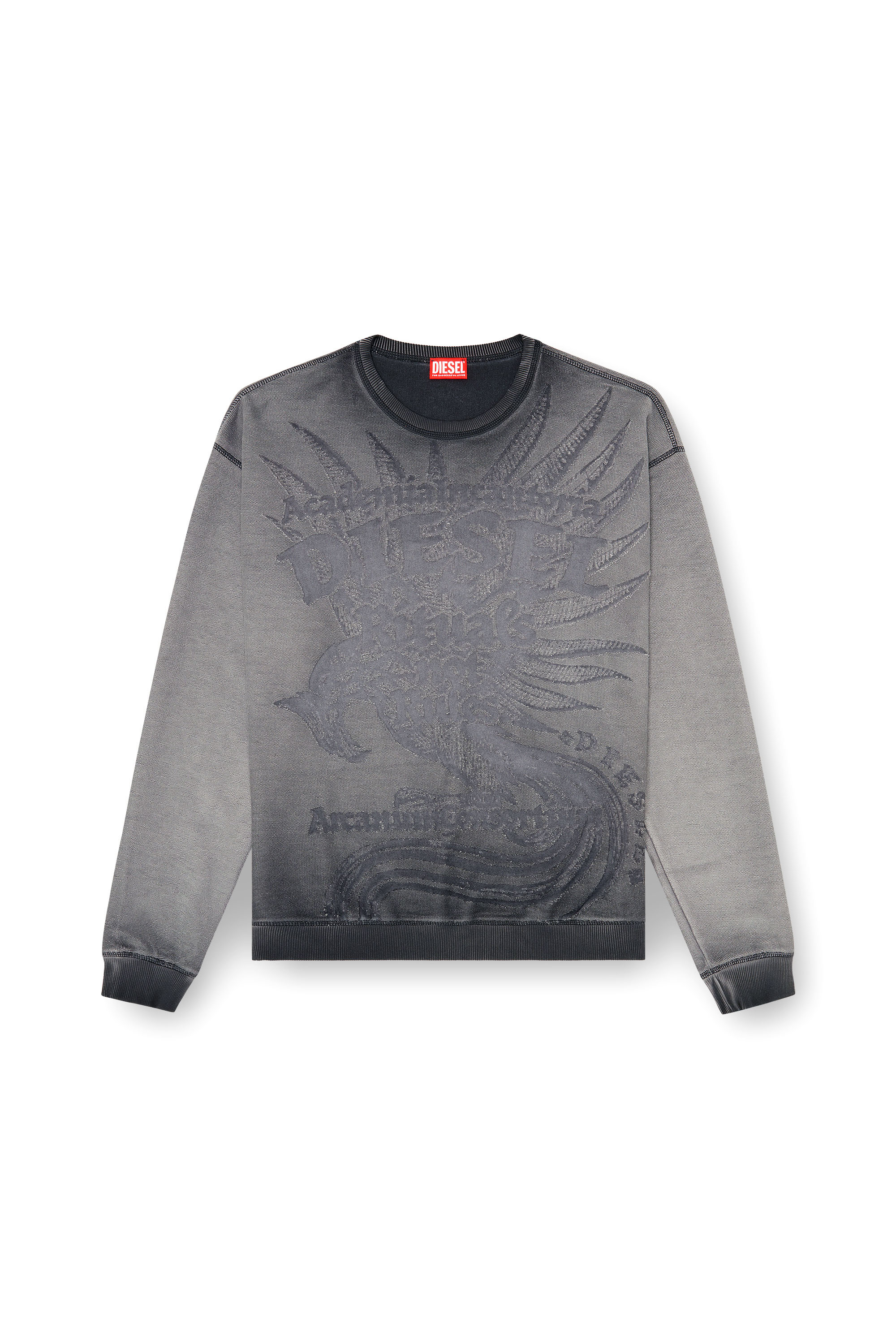 Diesel - S-ARON-RAW, Sudadera con estampado devor&eacute; Hombre in Gris - 3