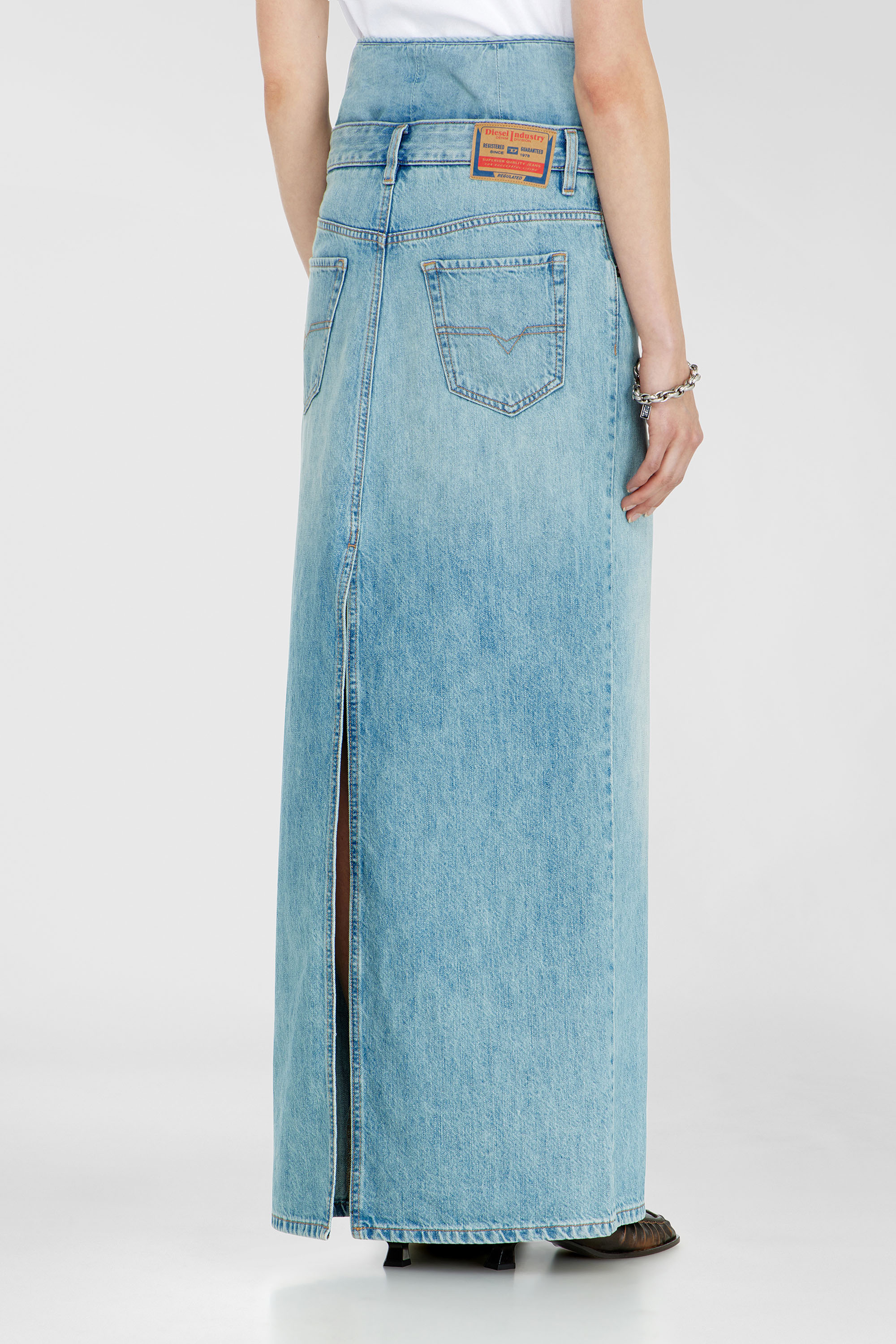Diesel - DE-SPIVEY, Jean-illusion falda vaquera maxi con aberturas Mujer in Azul marino - 4