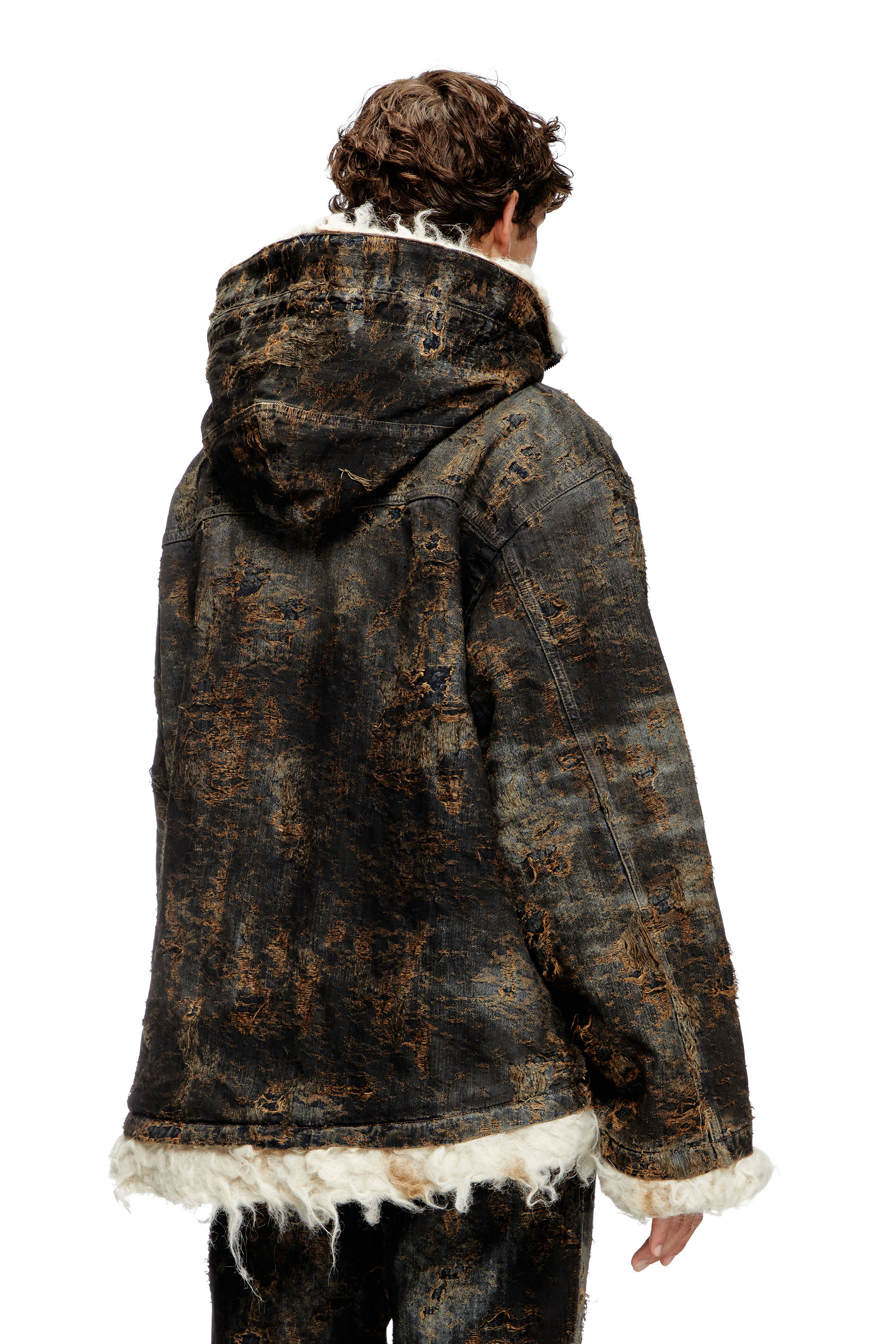 Diesel - D-ARAK-FSF, Chaqueta anorak de denim en jacquard recubierto Unisex in Negro - 2