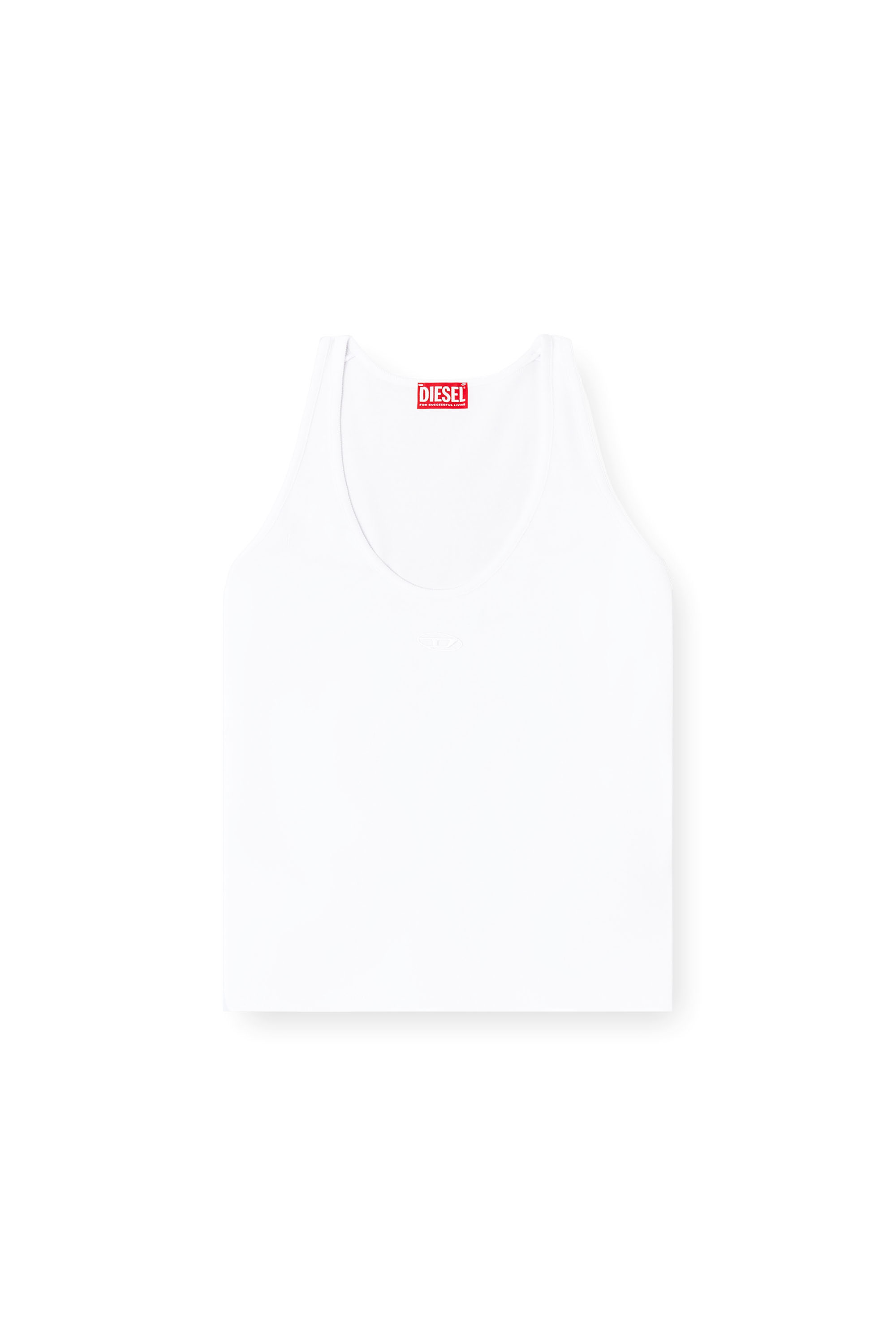 Diesel - T-IPSYA-LKDS, Camiseta con tirantes de canalé con Oval D Mujer in Blanco - 3