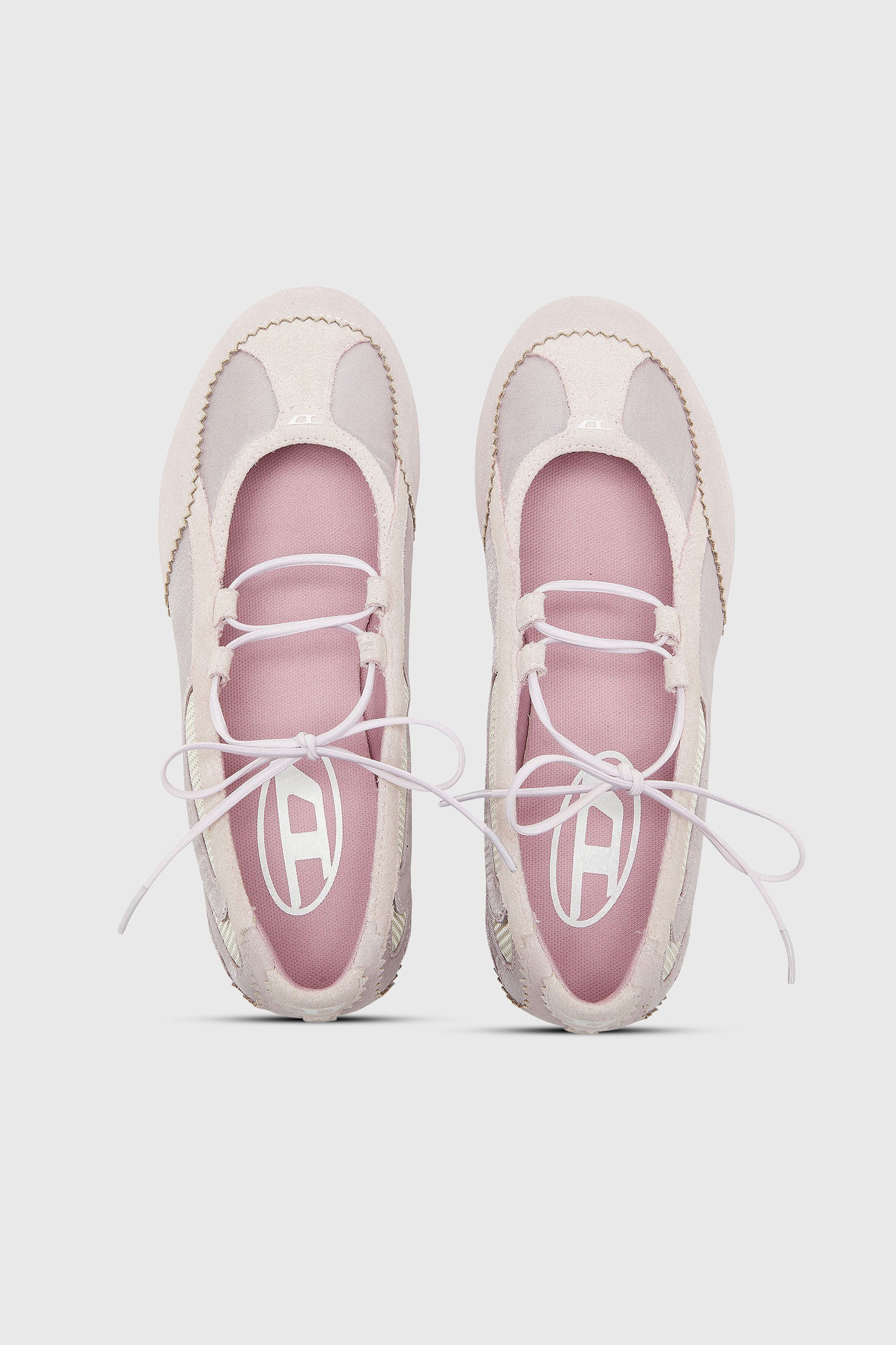 Diesel - D-MILE BALLERINA LACE UP II W, D-Mile - Bailarinas con cordones en piel y malla Mujer in Rosa - 4
