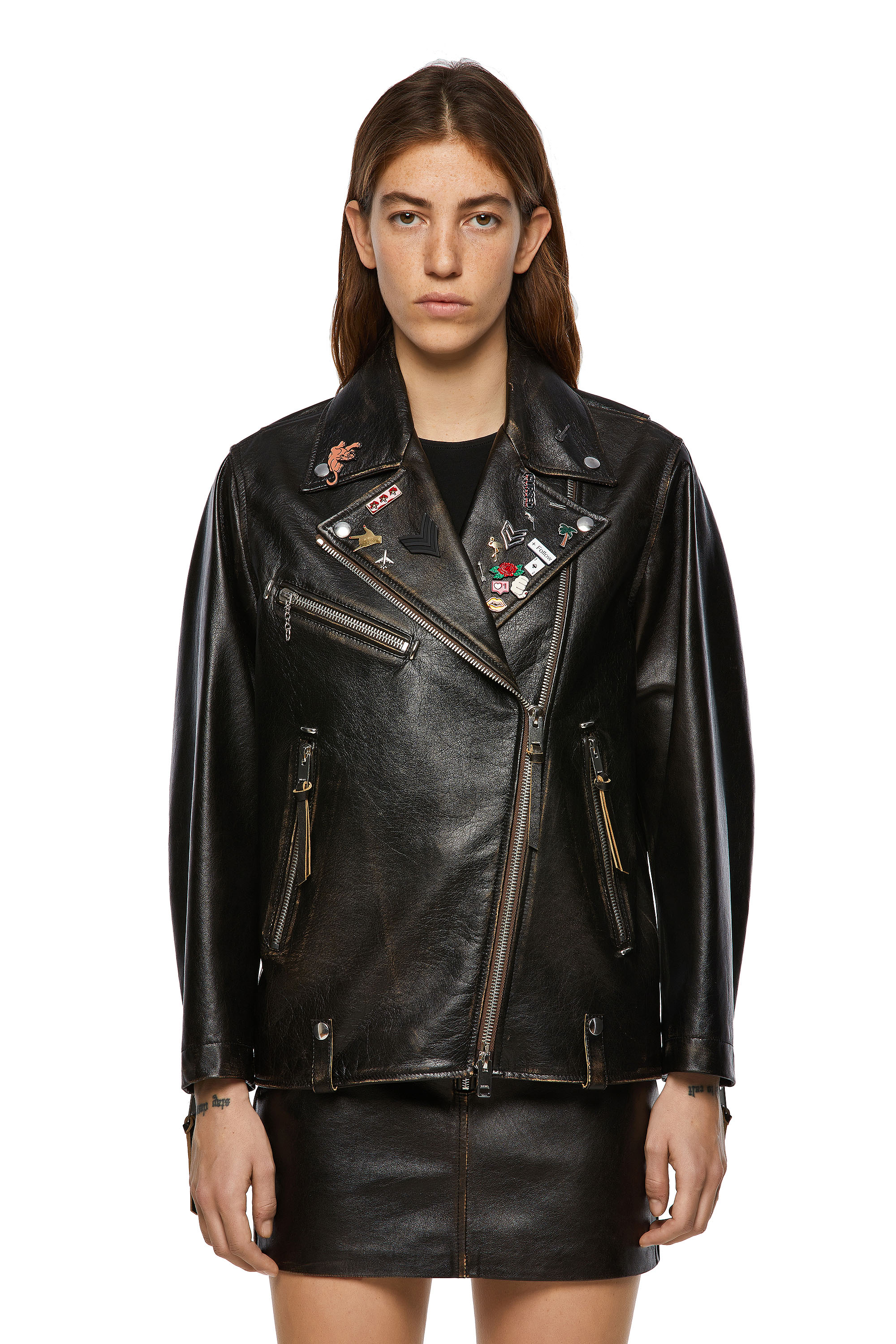 L-EDMEA, Negro - Chaquetas de piel