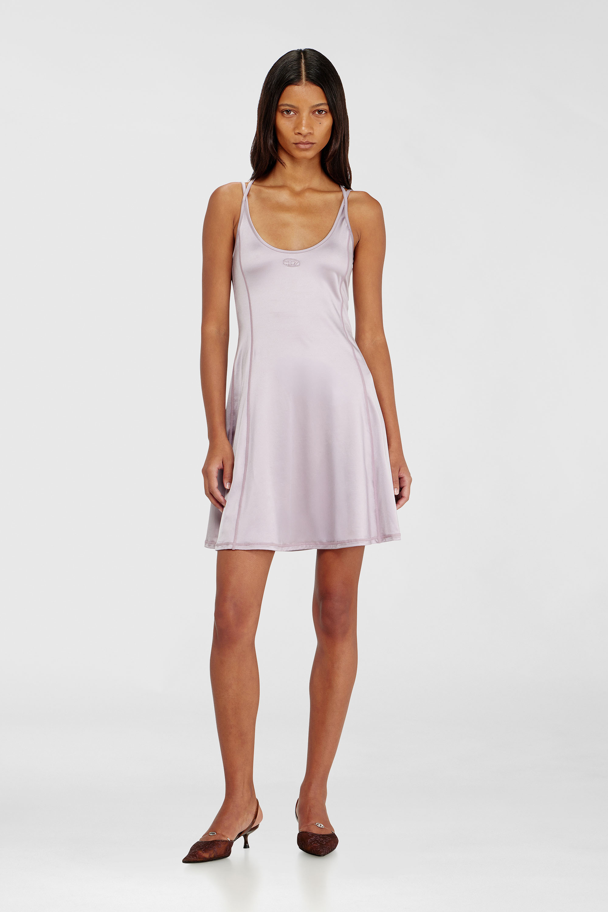 Diesel - D-IMMY, Vestido mini fluido con tirantes dobles Mujer in Morado - 3