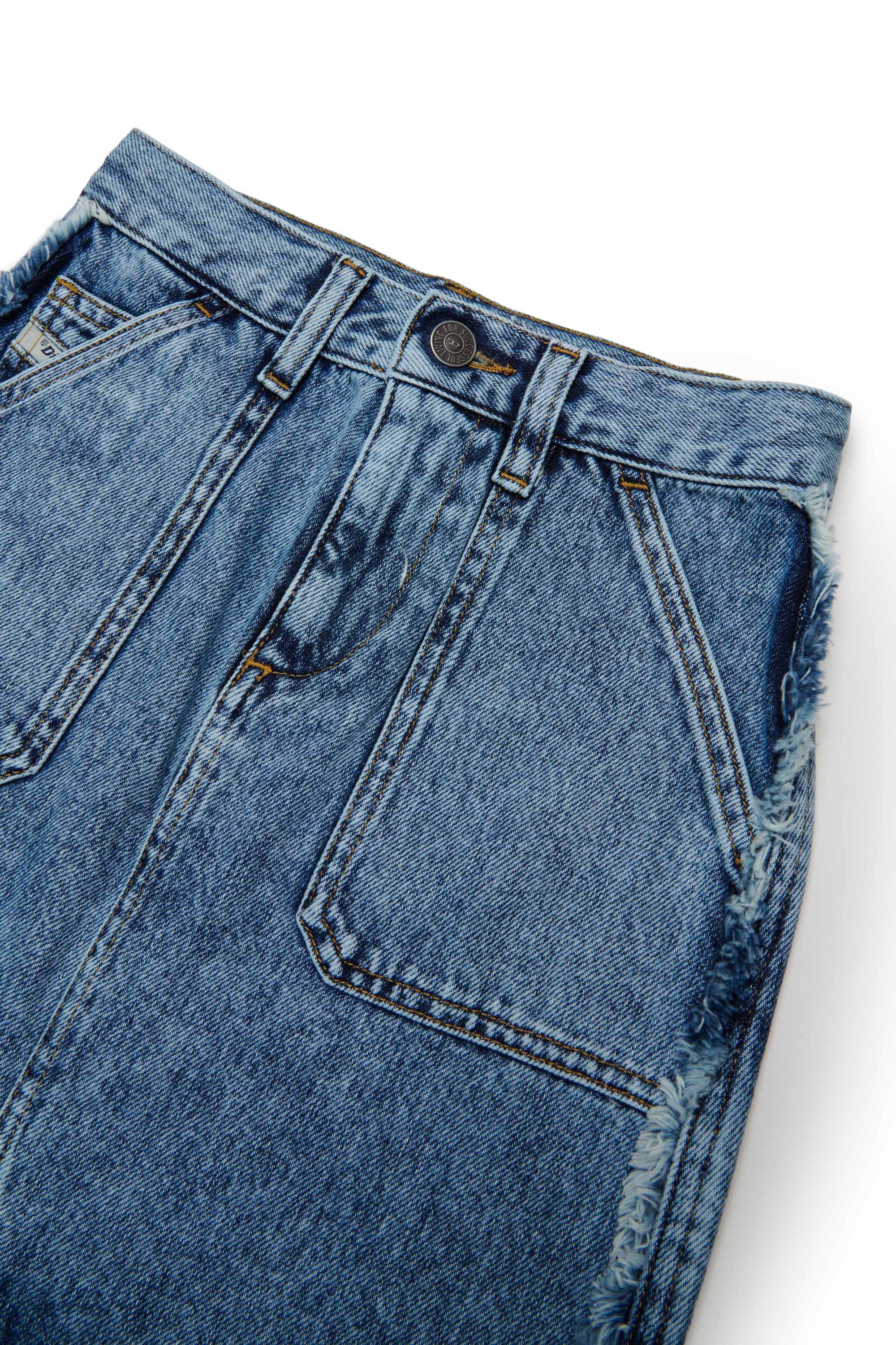 Diesel - GELKA, Falda vaquera deshilachada con parche de rosa Mujer in Azul marino - 3