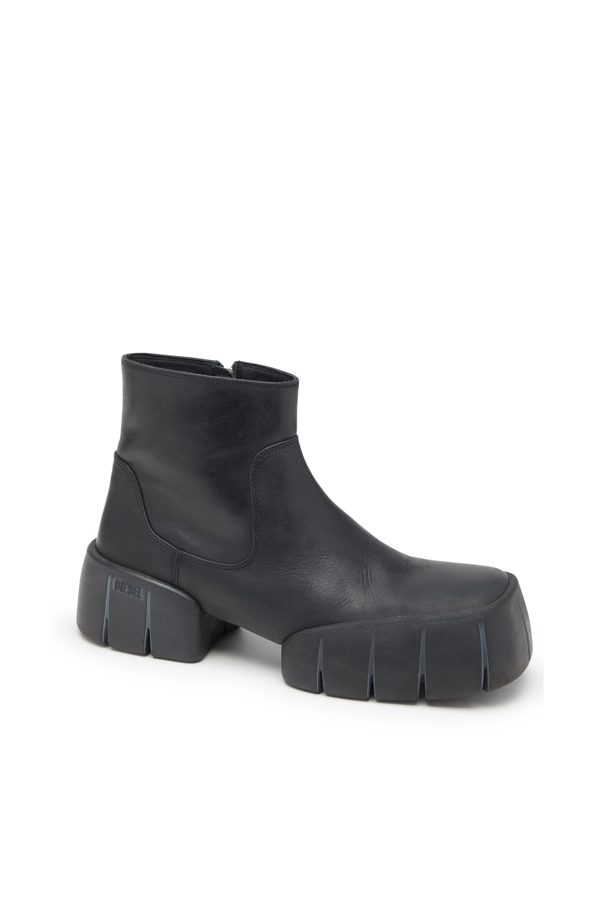 Diesel - D-TEX BT, Botas de cuero encerado hasta el tobillo con suela partida Hombre in Negro - 6