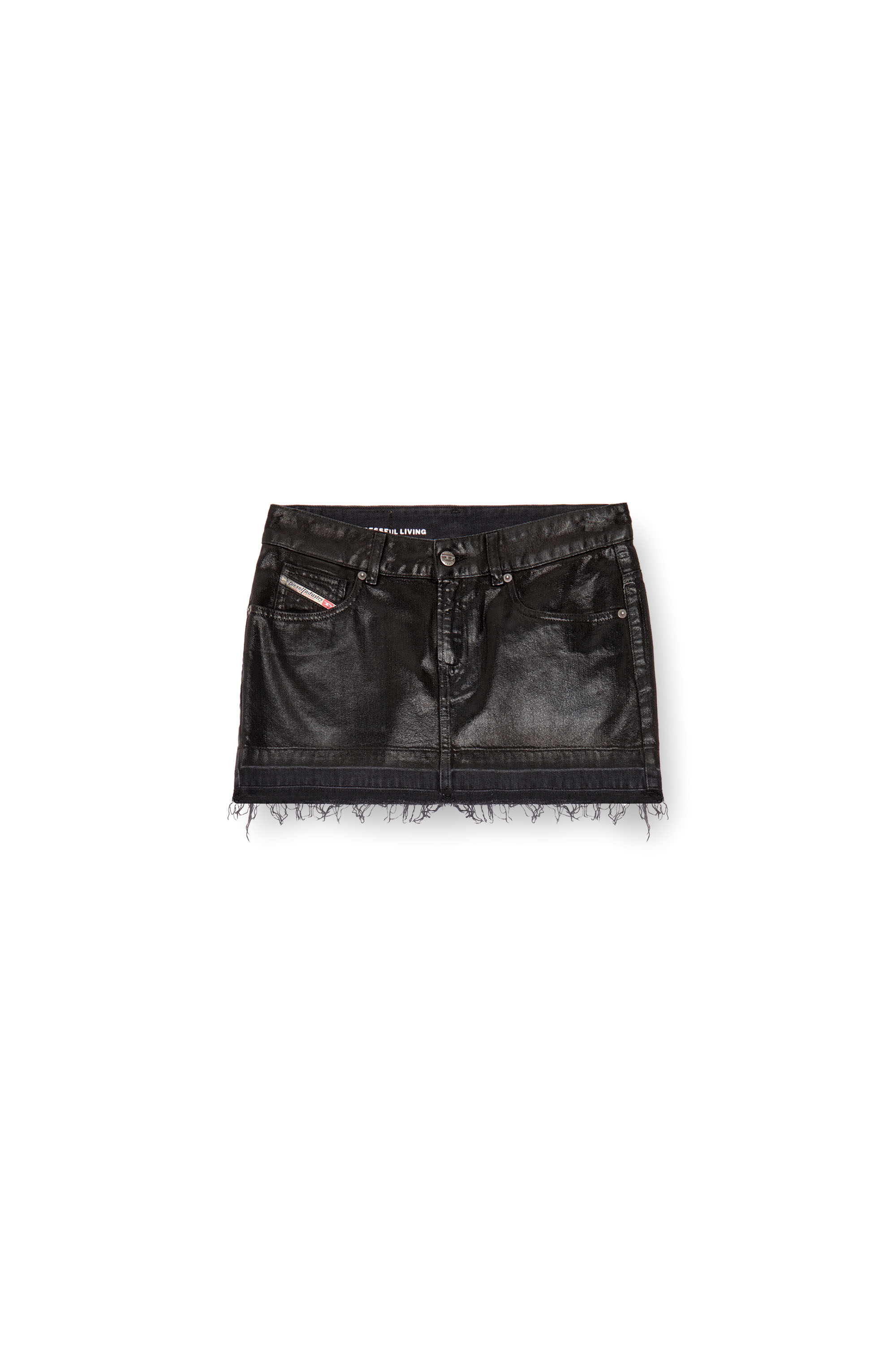 Diesel - DE-RON, Minifalda en denim de sastrería recubierto Mujer in Negro - 4