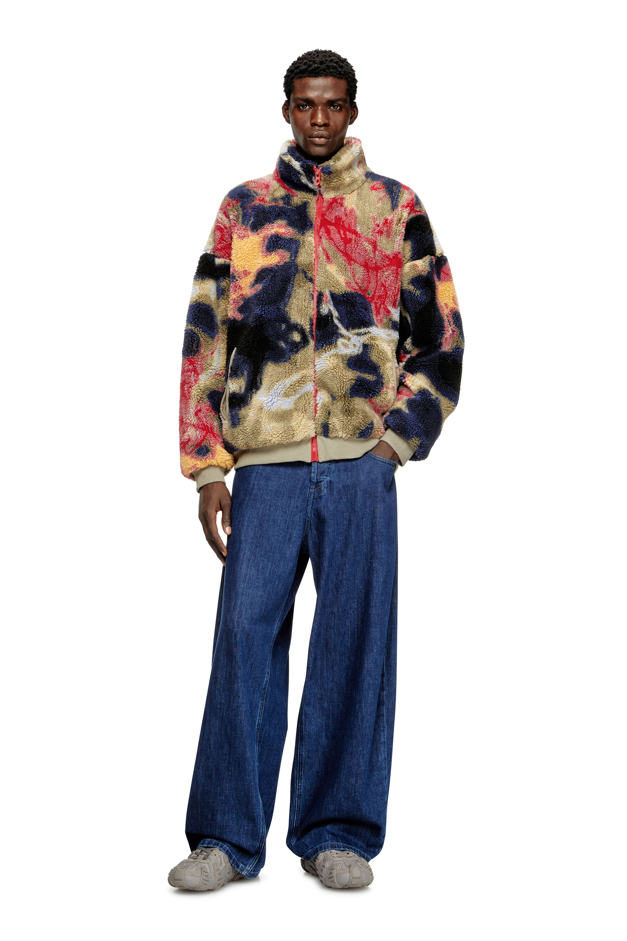 Diesel - S-LUKE, Chaqueta de forro polar tipo peluche con motivo de graffiti. Hombre in Multicolor - 1