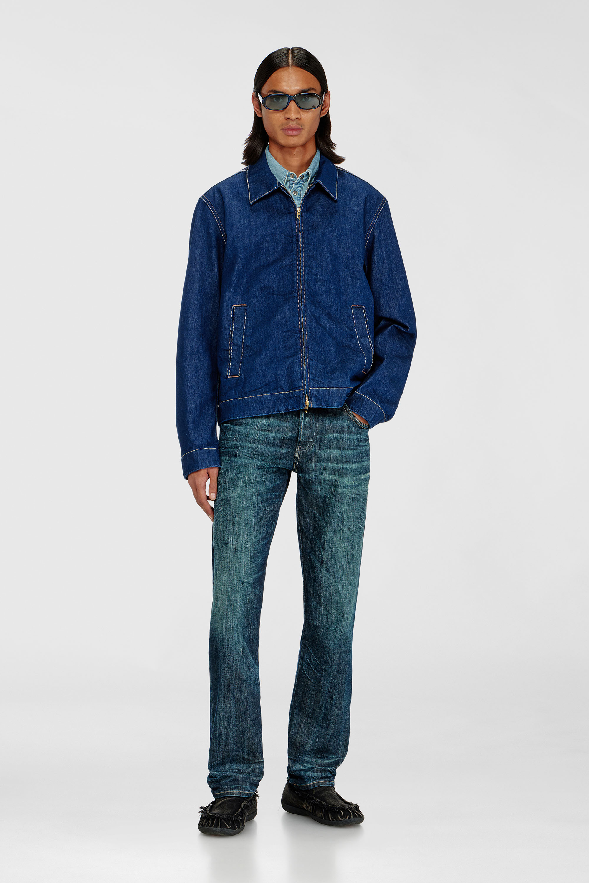 Diesel - D-ROHE, Coach jacket en rinse denim Hombre in Azul marino - 2