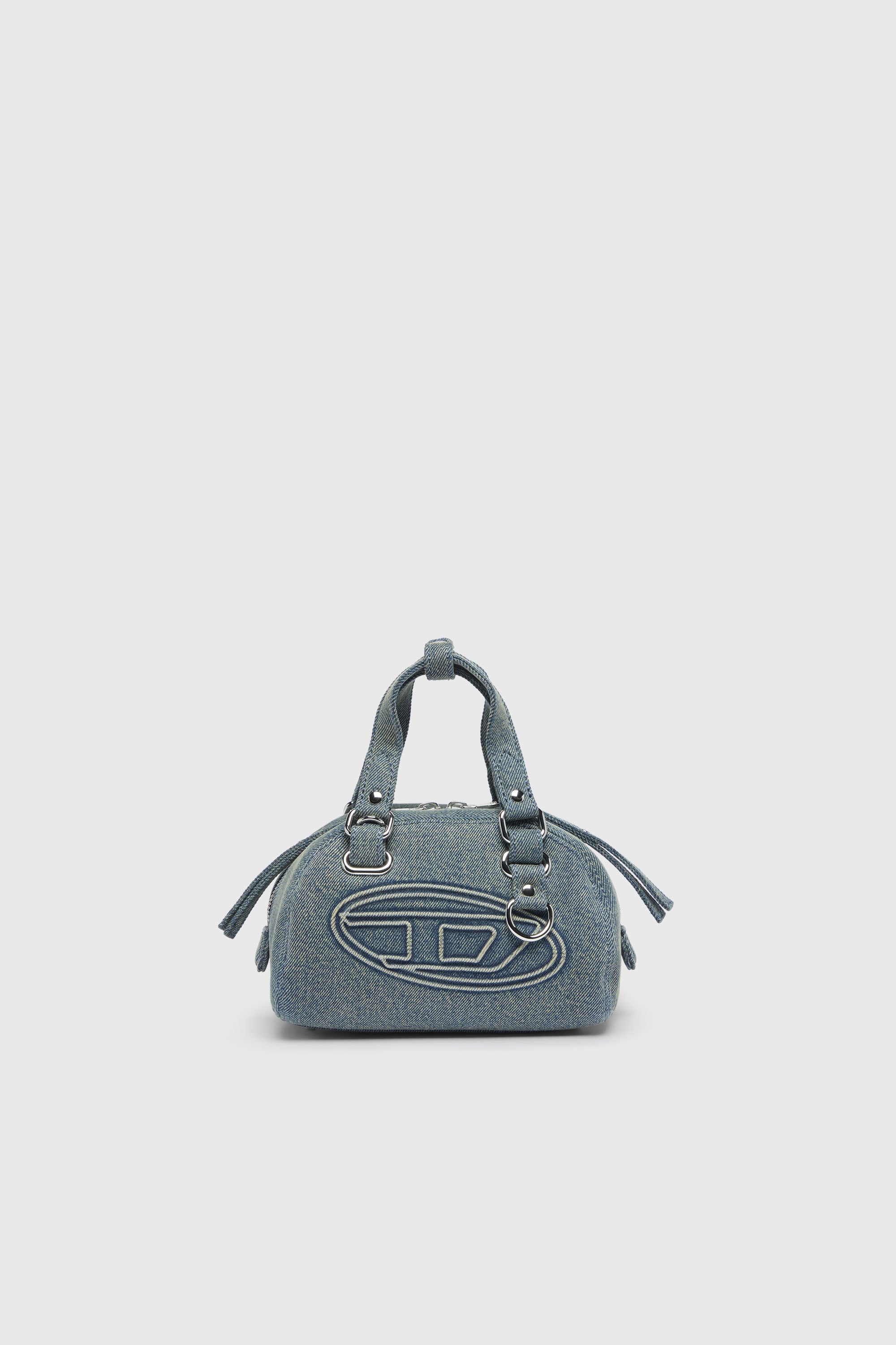 Diesel - 1DR DOME SOFT CROSSBODY, 1DR Dome-Peque&ntilde;o bolso bowling de denim con logo Oval D Unisex in Azul marino - 1