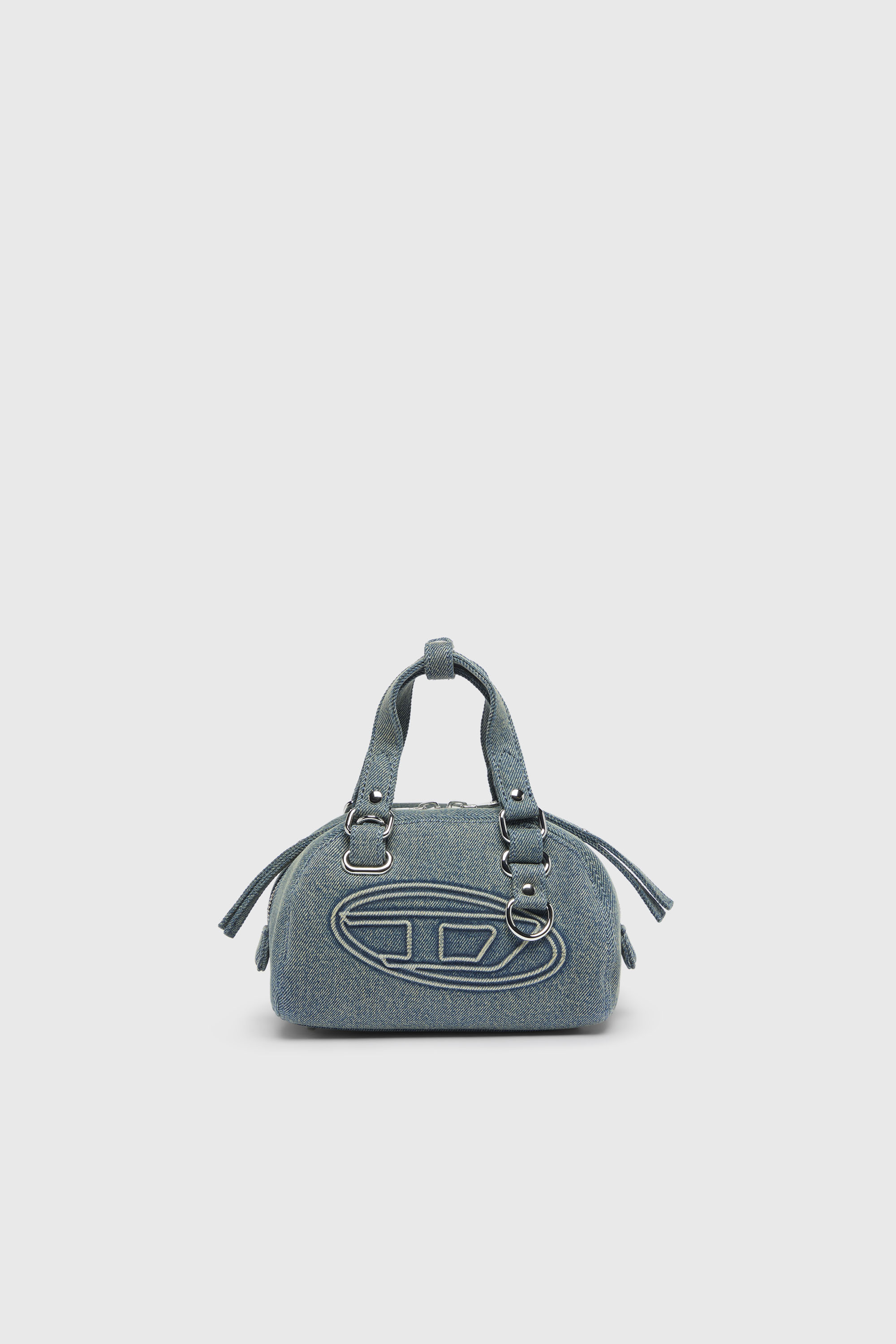 Diesel - 1DR DOME SOFT CROSSBODY, 1DR Dome-Peque&ntilde;o bolso bowling de denim con logo Oval D Unisex in Azul marino - 1