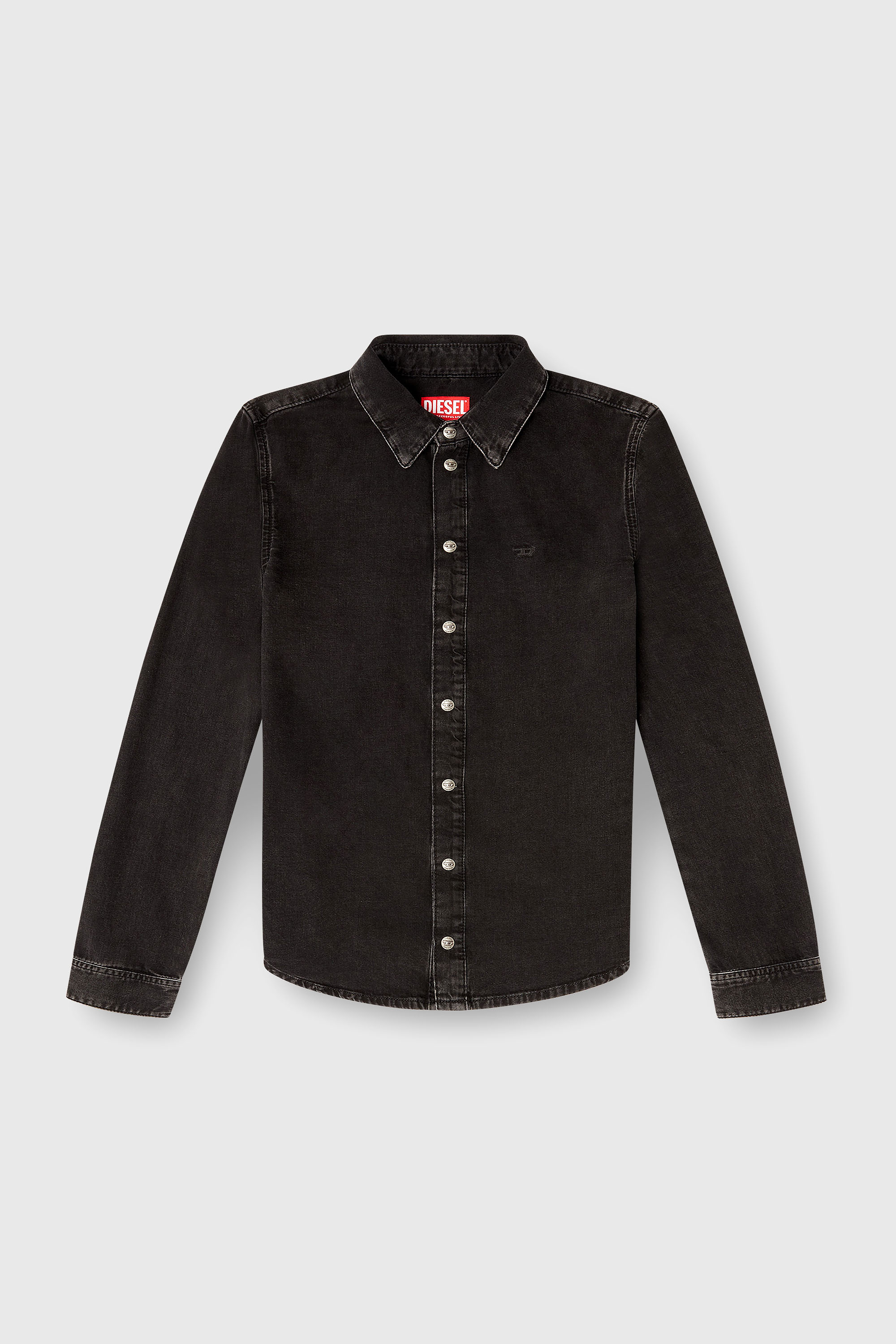 Diesel - DE-EAZY, Camisa de mezclilla con costuras contrastantes Mujer in Negro - 2