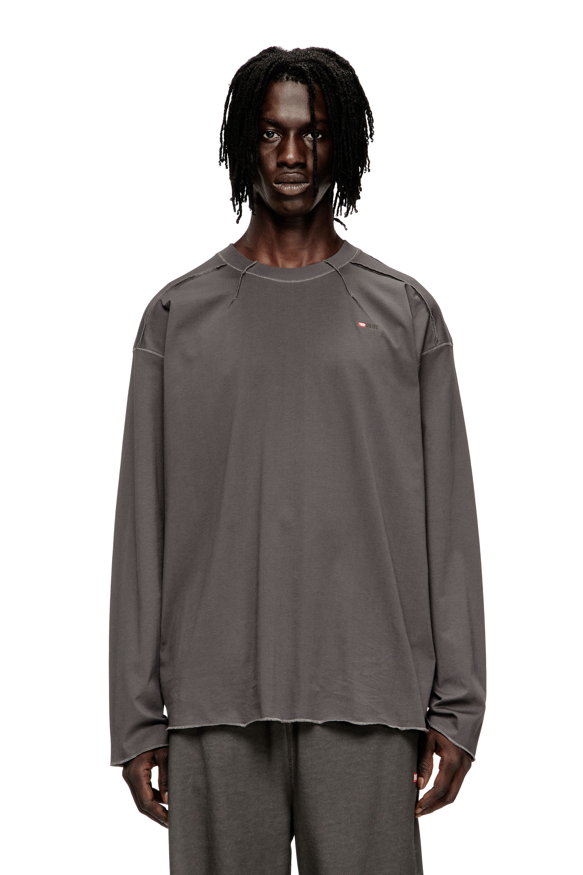 Diesel - T-CRAHOR-BOXT-LS-T1, Camiseta de algodón Hombre in Gris - 1
