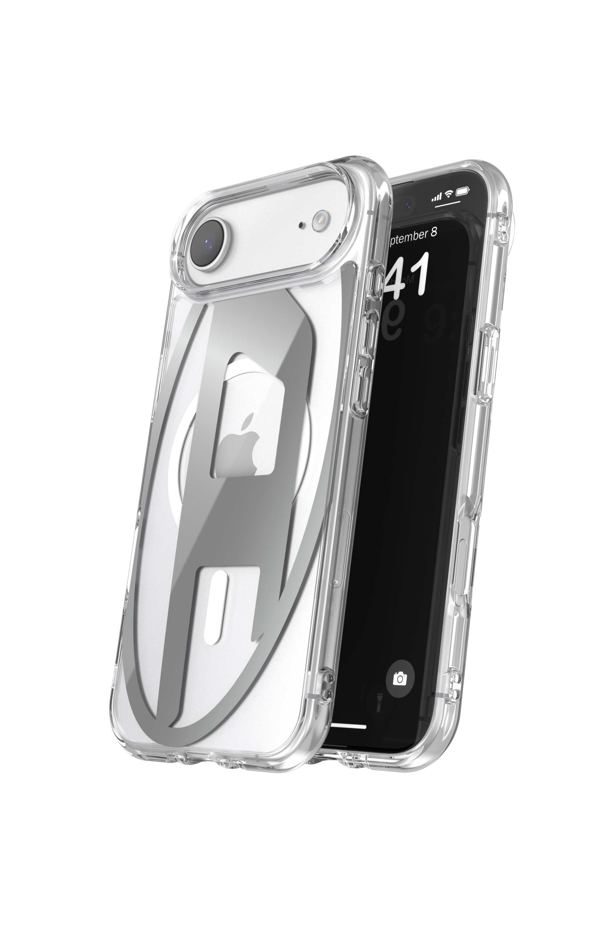 Diesel - 60412 AOP CASE, Funda met&aacute;lica Oval D con Magsafe para iPhone 17 Air Unisex in Gris - 3