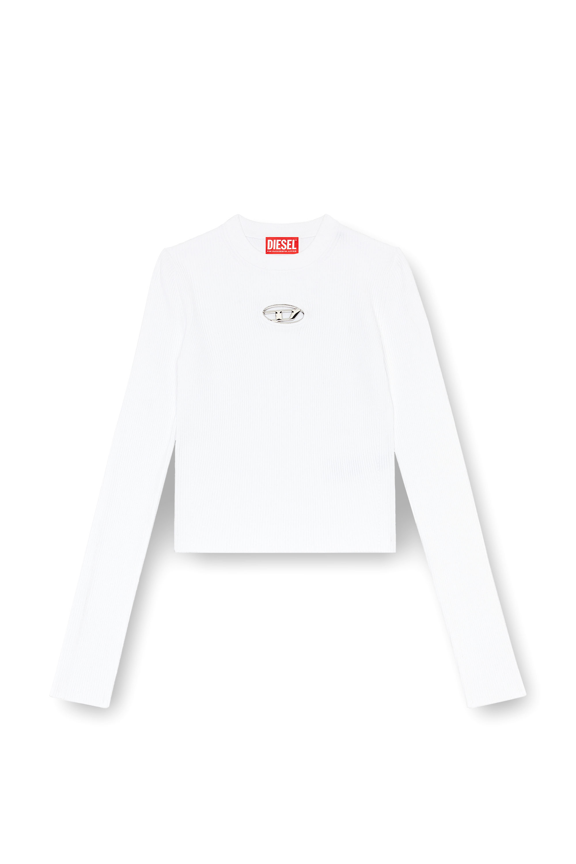 M-VALARI, Blanco Diesel - M-VALARI, Top de mezcla de viscosa tejido en canalé con Oval D Mujer in Blanco - 2