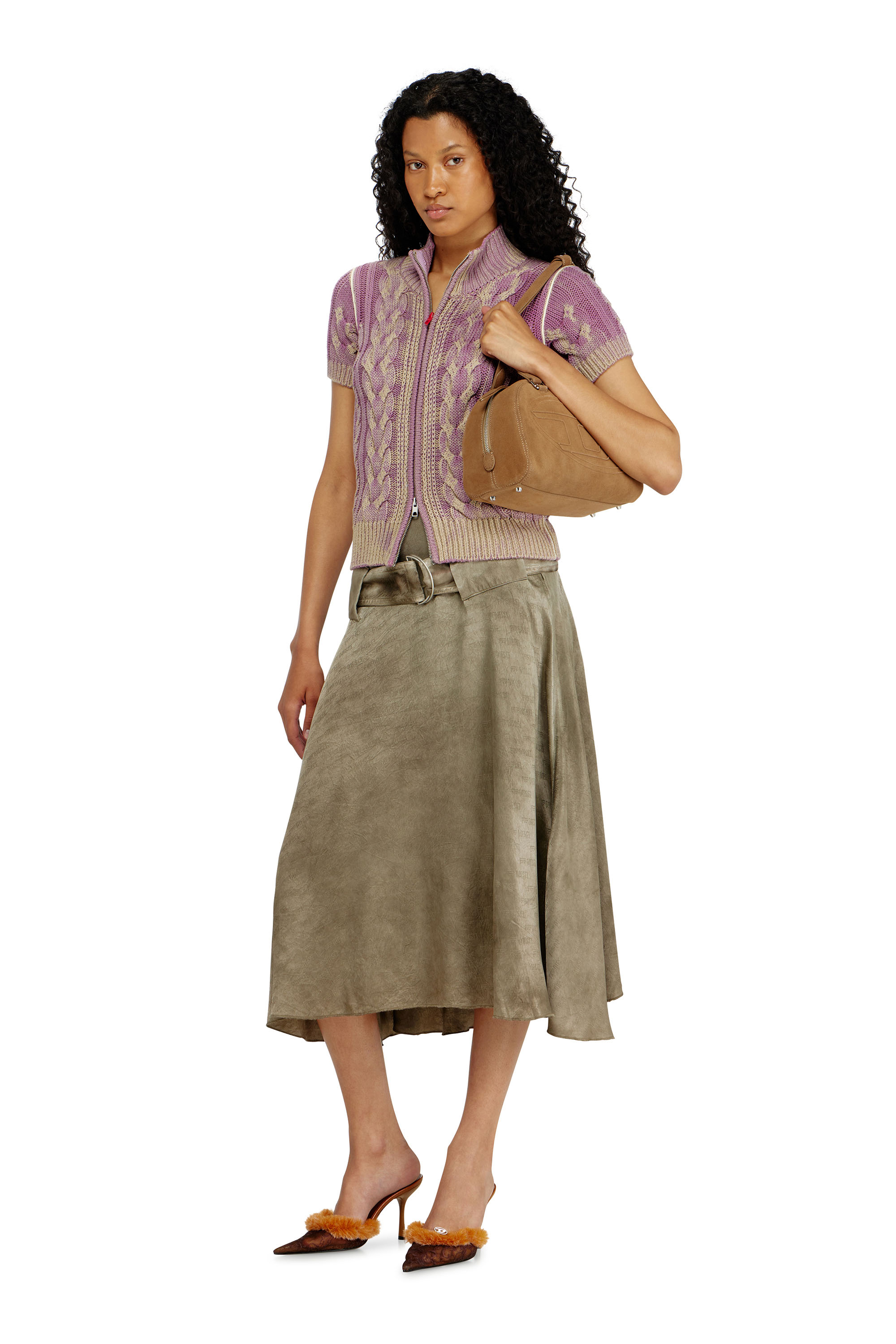 Diesel - 1DR DOME SHOULDER, 1DR Dome-Bolso de hombro en ante con Logo Oval D Unisex in Beige - 2