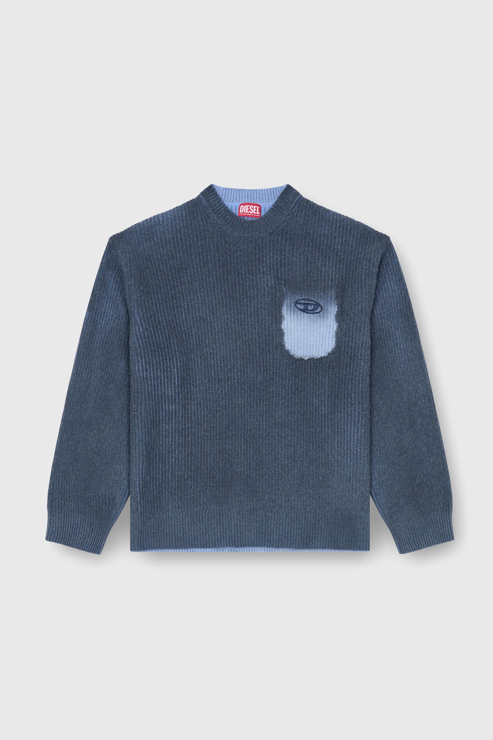 Diesel - K-PICKLER, Jersey de mezcla de lana con falso bolsillo Hombre in Azul marino - 2