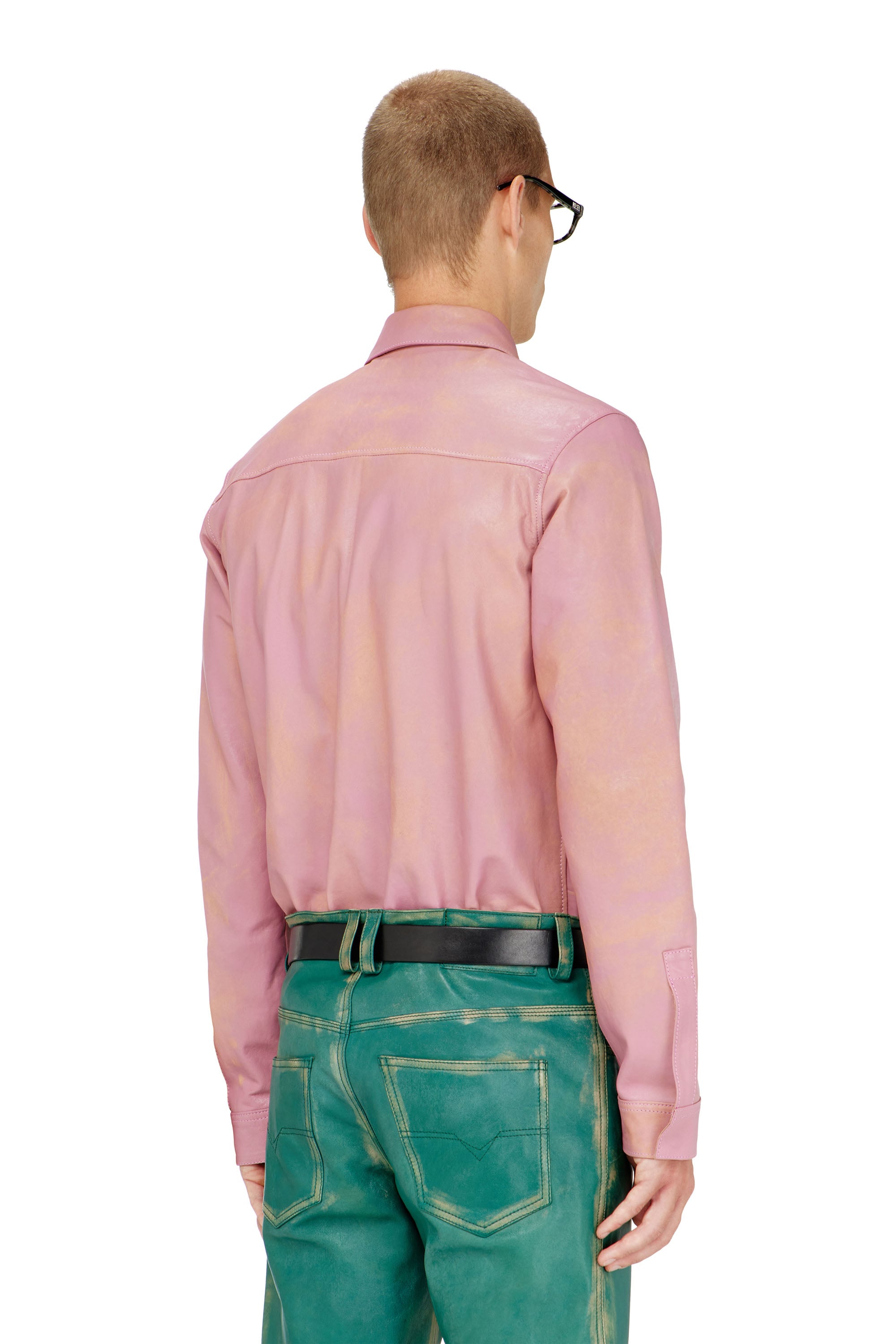 Diesel - S-CIRT, Camisa de piel tratada Hombre in Rosa - 4