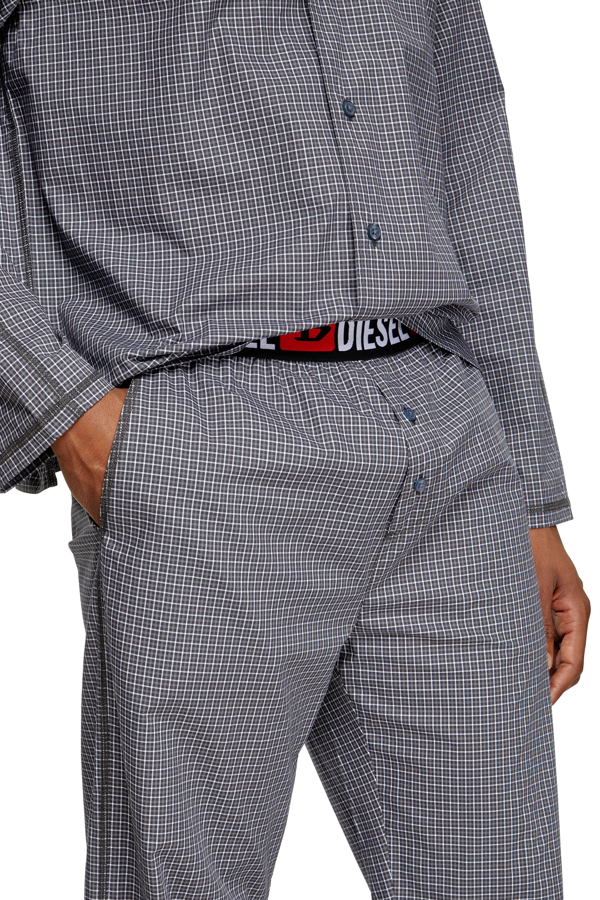 Diesel - SET-PAUL-D-CORE, Pijama de algodón a cuadros Hombre in Gris - 3