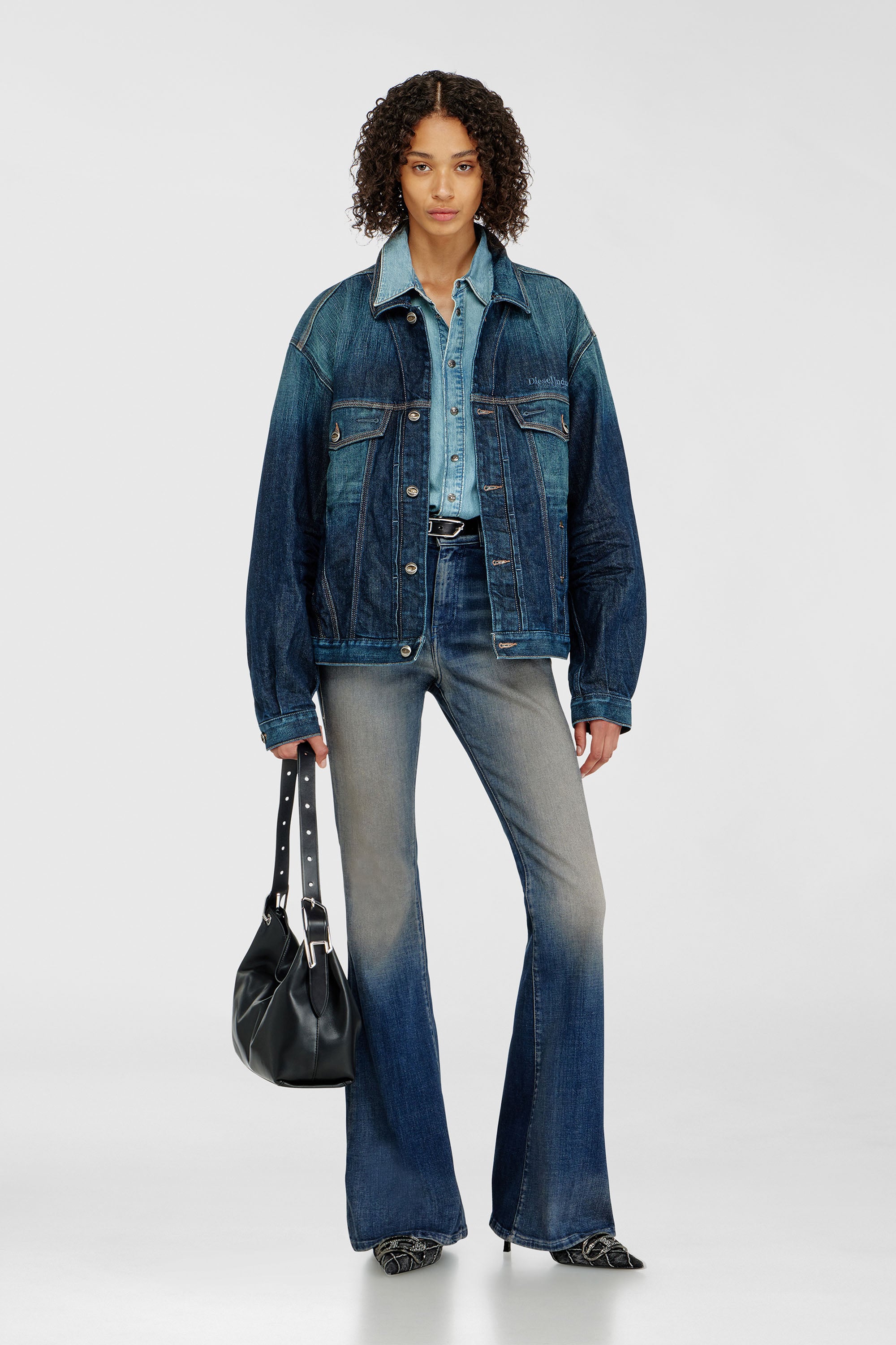 Diesel - D-LINE HOBO S, D-Line-Bolso de hombro en cuero Mujer in Negro - 2