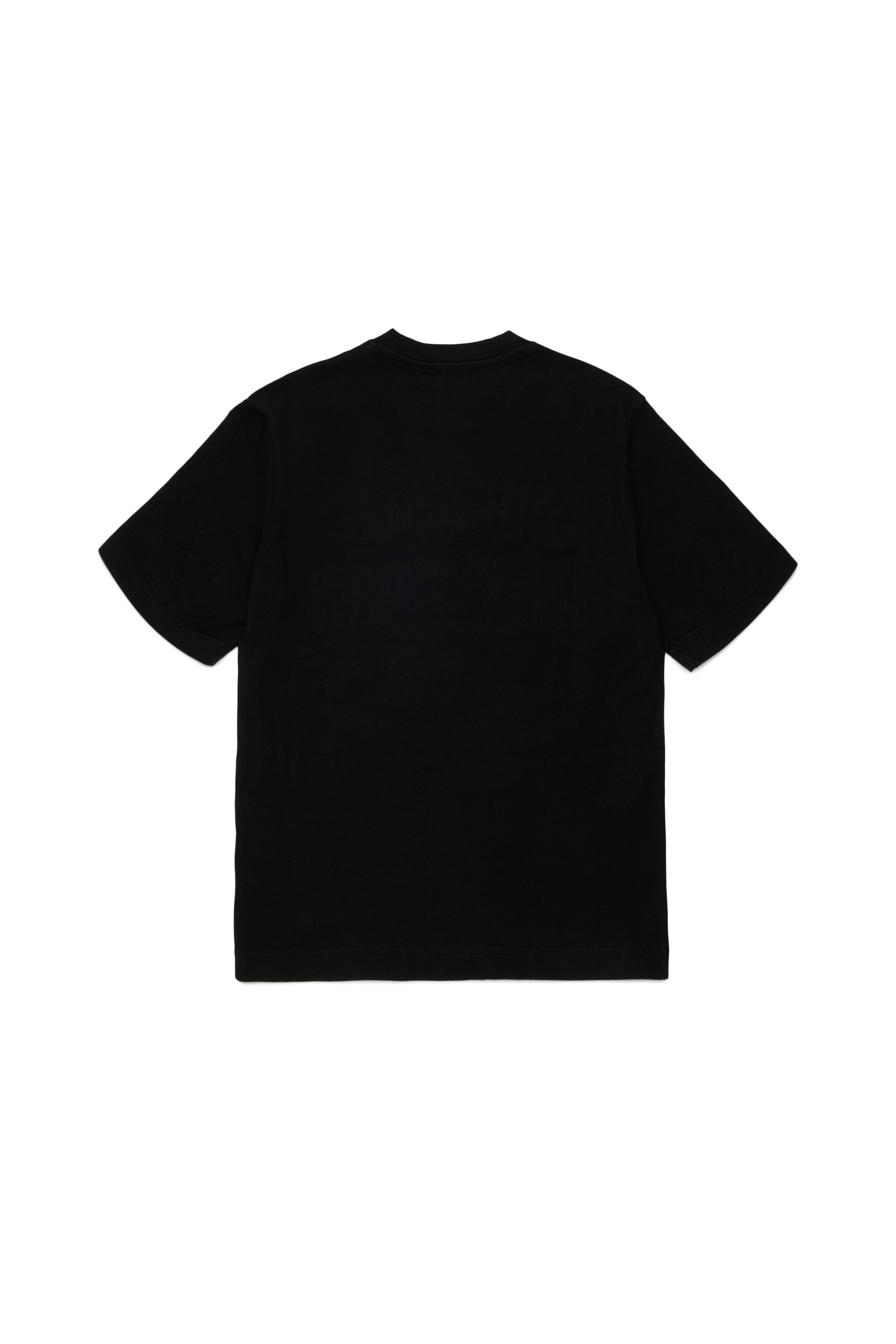 Diesel - TJEANS OVER, Camiseta de algod&oacute;n con logo efecto deshilachado Hombre in Negro - 2