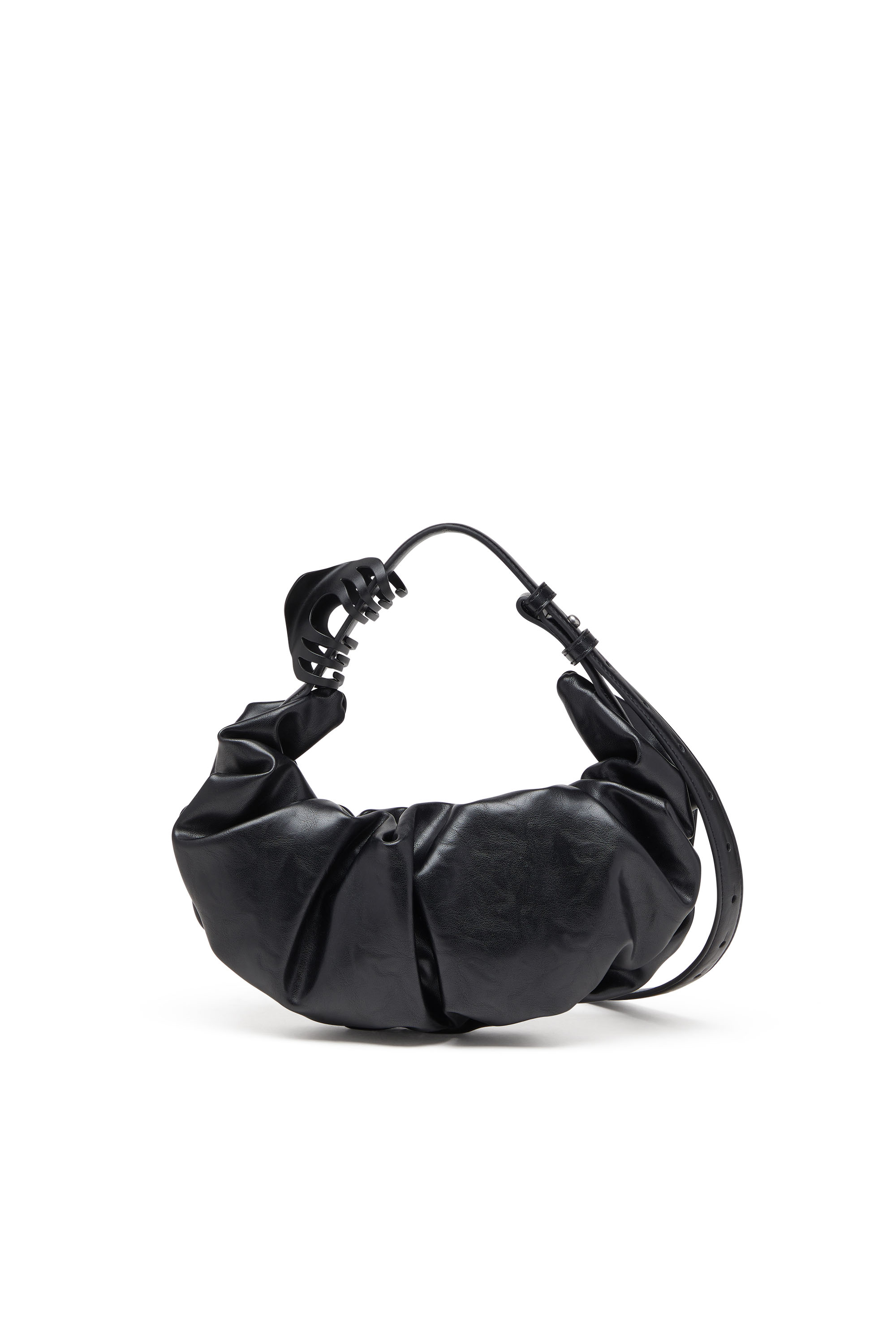 Diesel - GRAB-D HOBO S, Bolso hobo pequeño fruncido en PU brillante Mujer in Negro - 3