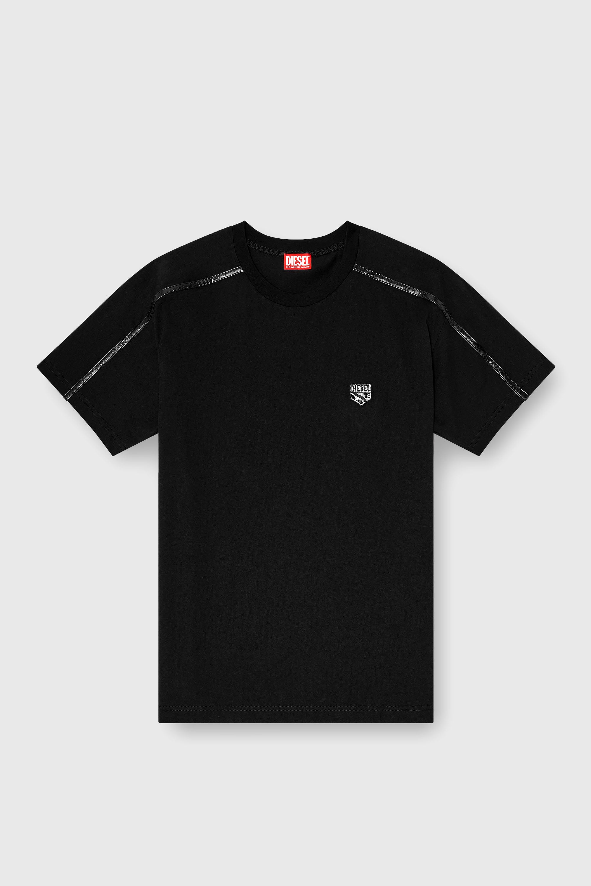 Diesel - T-NORM-FL, Camiseta con ribetes en contraste y parche con logo Hombre in Negro - 2