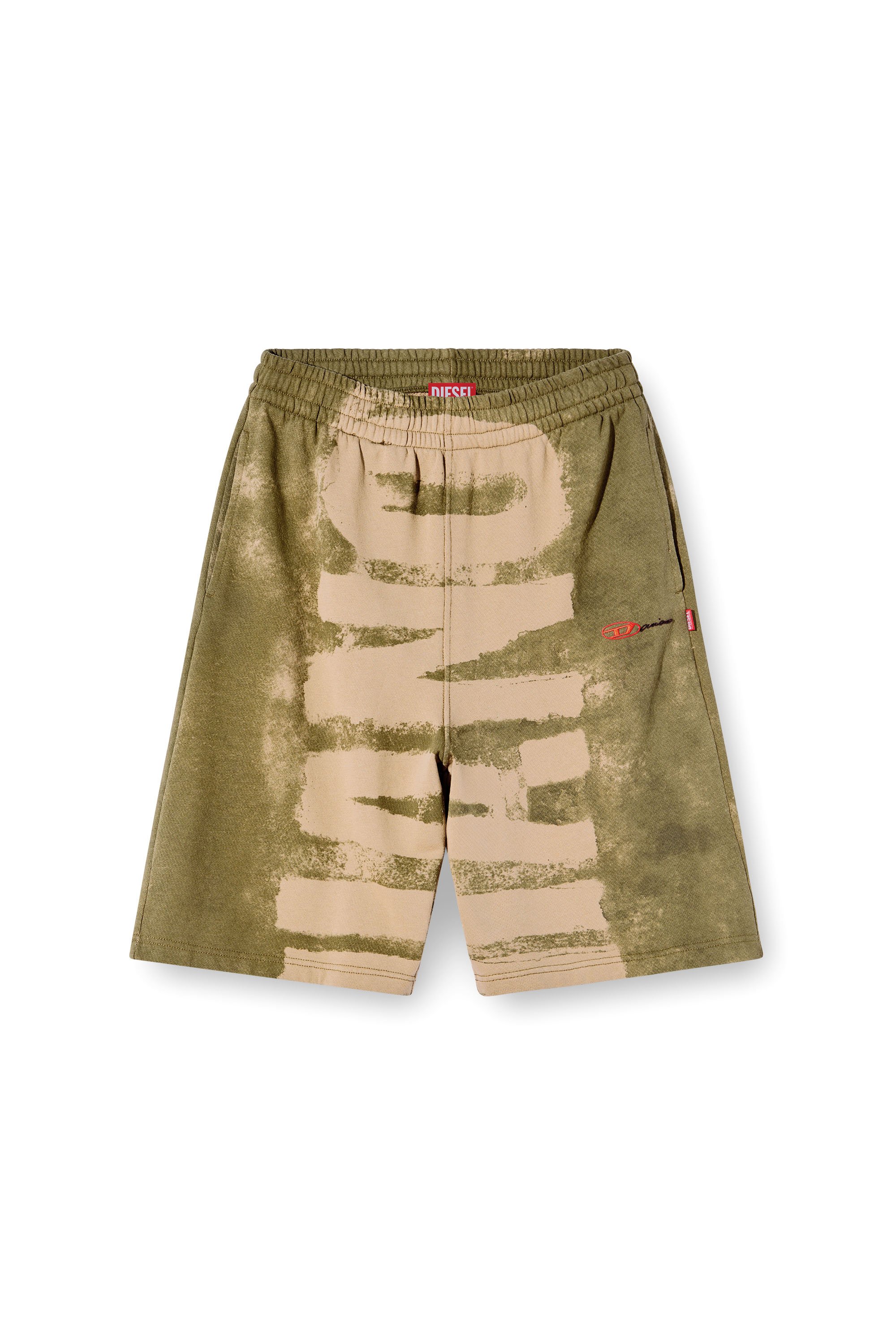 Diesel - P-MARSHY-BLEEDING-DD, Pantalones cortos deportivos con estampado Damiano Unisex in Verde - 3