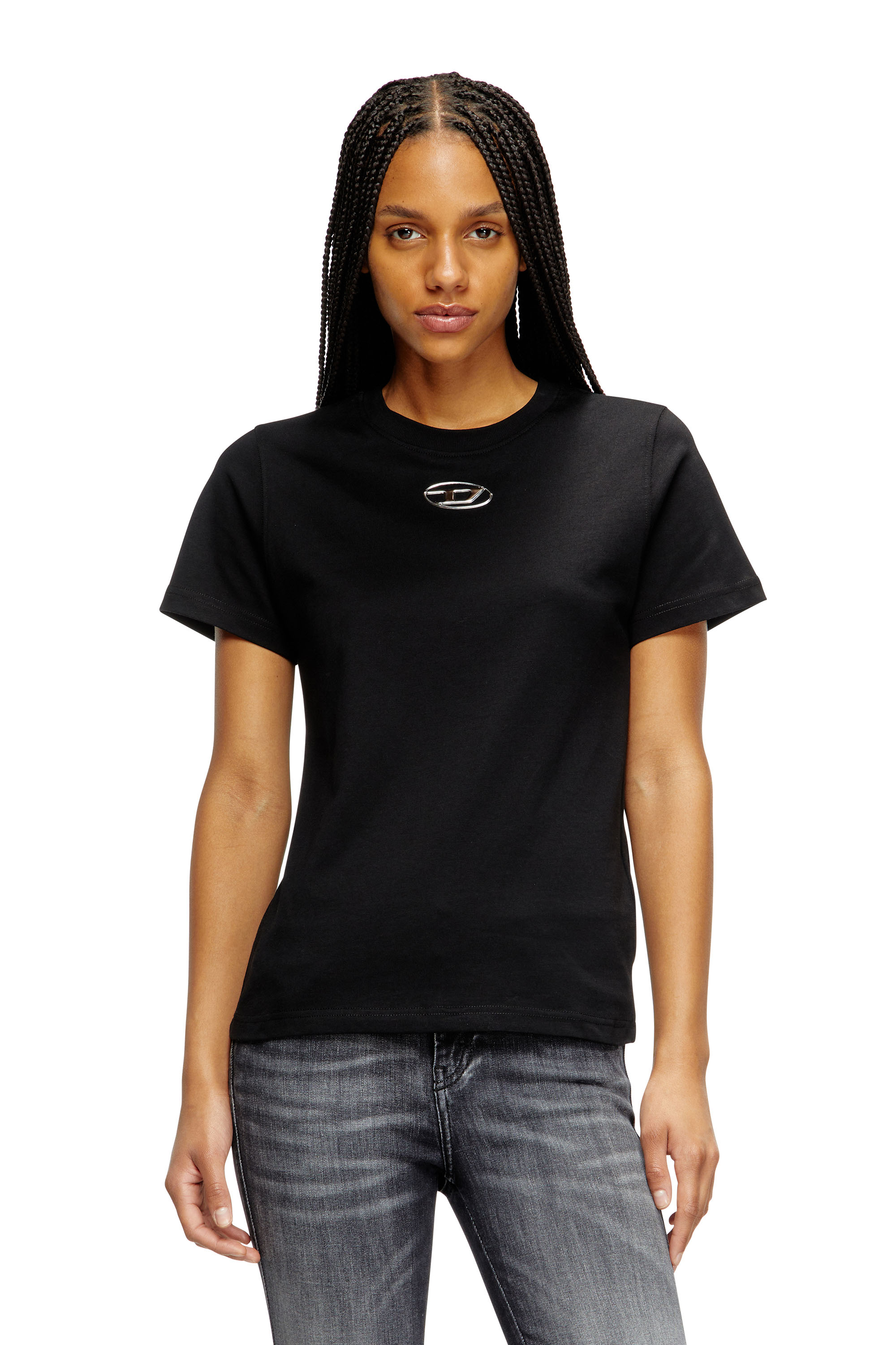 Diesel - T-REGS-OD-Q1, Camiseta de fit regular con logotipo Oval D Mujer in Negro - 1