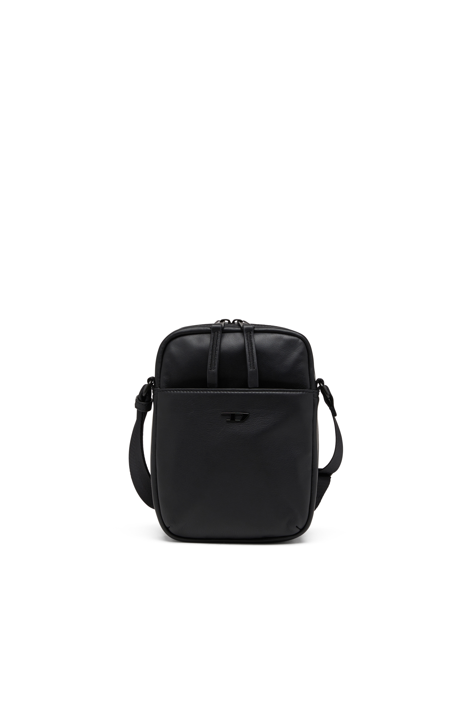 Diesel - RAVE CROSSBODY X, Rave-Bandolera de cuero con D de metal a tono Hombre in Negro - 1