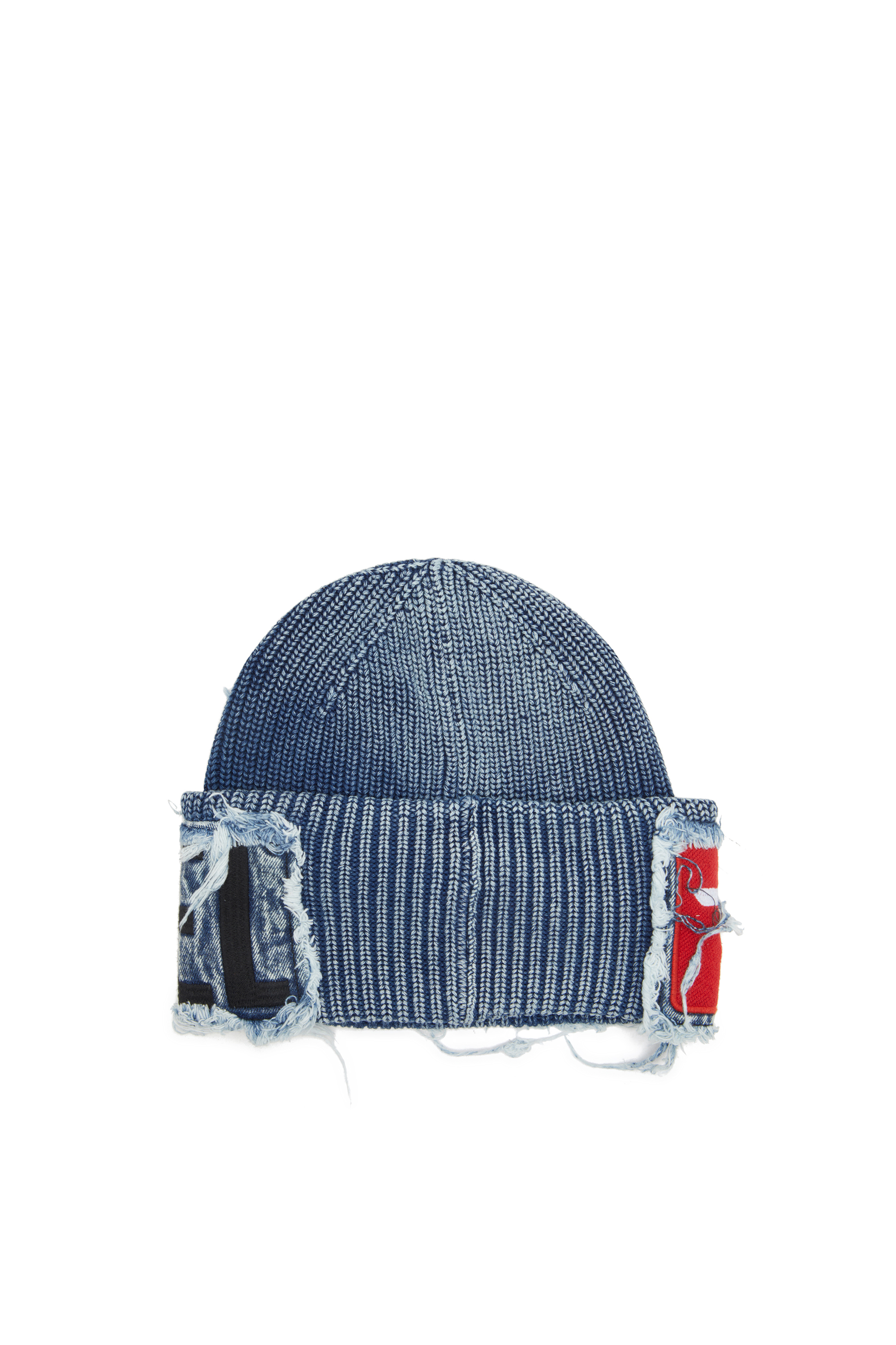 Diesel - K-FROK, Gorro con efecto denim y atrevido detalle de parche Unisex in Azul marino - 2