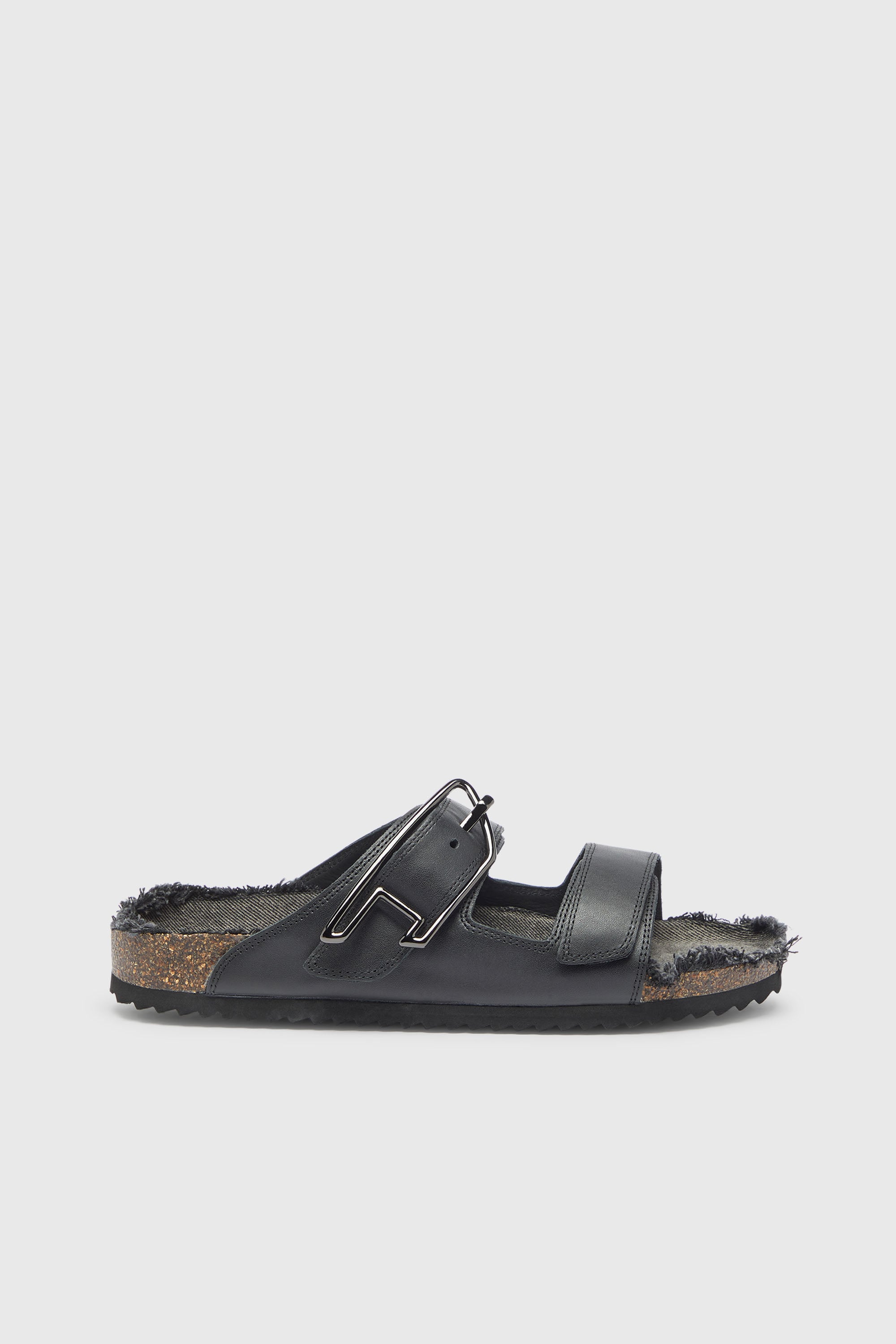 Diesel - D-WOODSTOCK D SANDAL, D-Woodstock - Sandalia de piel con plantilla de corcho Hombre in Negro - 1