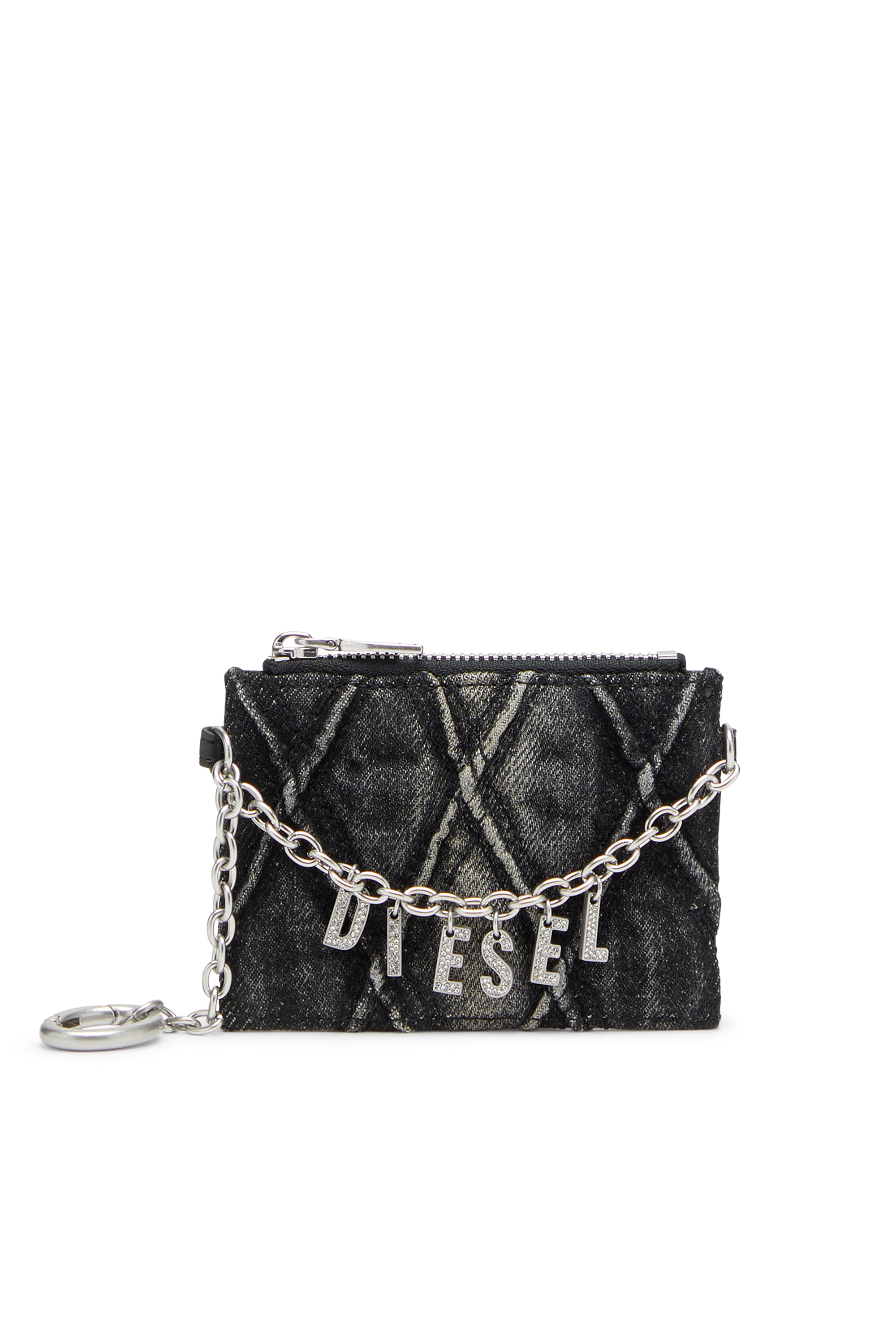 Diesel - CARD HOLDER WITH CHAIN, Tarjetero con cadena y bolsillo monedero con cremallera Mujer in Gris - 1