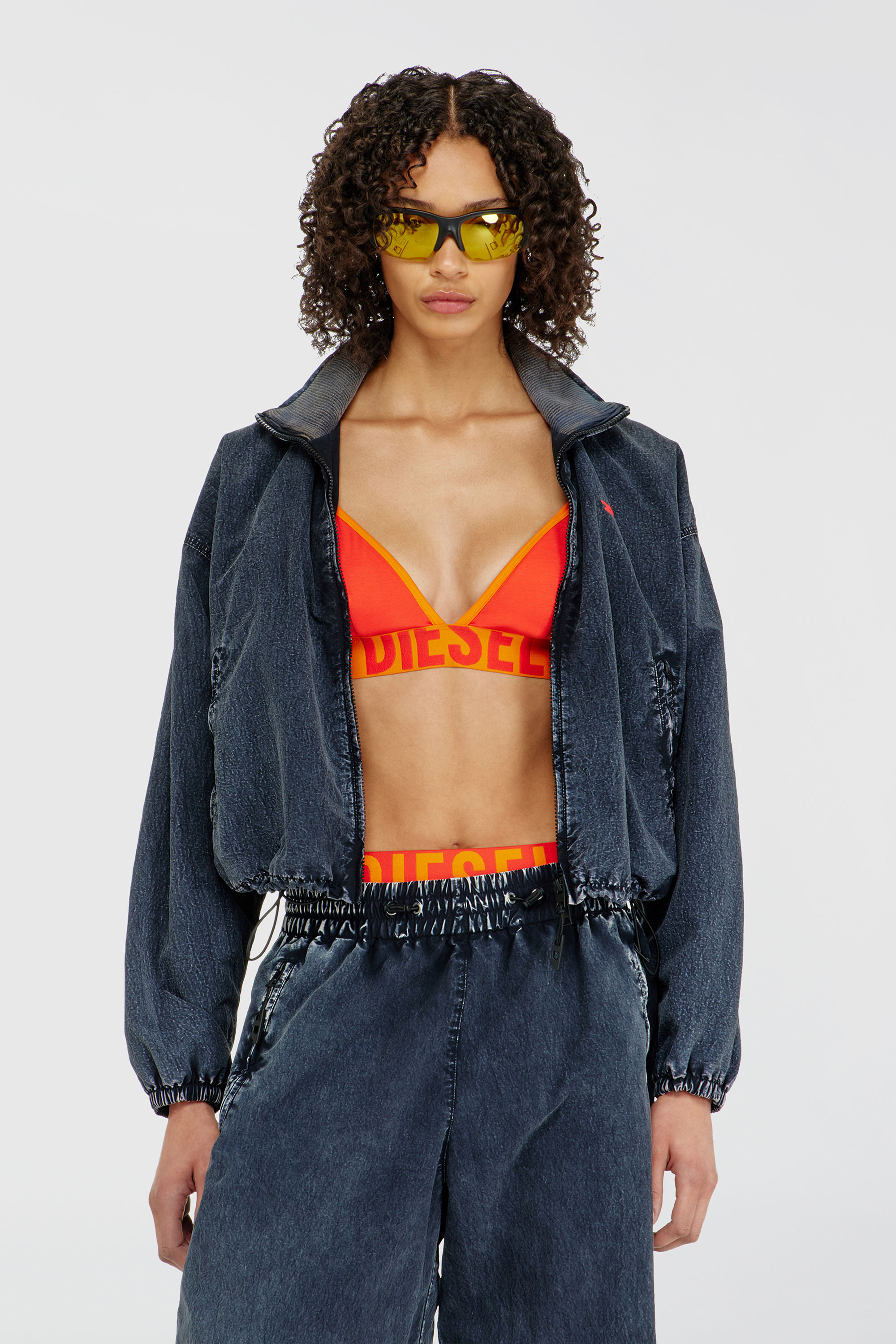Diesel - CORA-D-POP, Sujetador triangular de algod&oacute;n bicolor Mujer in Naranja - 1