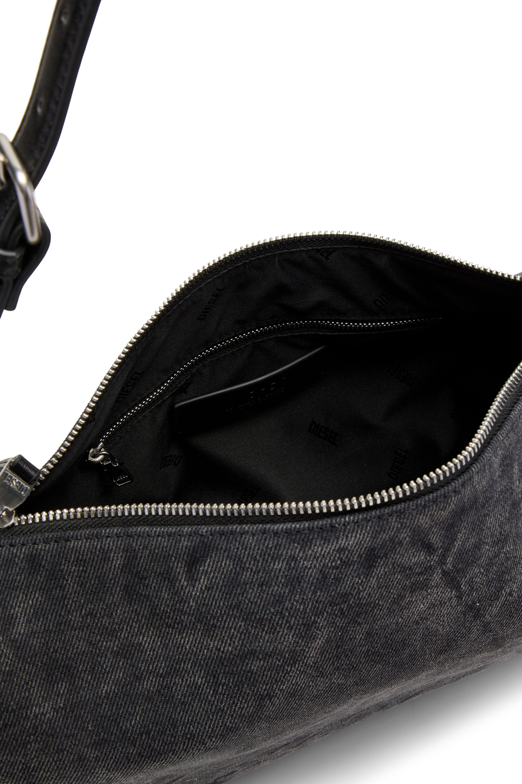 Diesel - LOAD-D SHOULDER BAG X, Load-D-Bolso bandolera con laterales Oval D transparentes Unisex in Negro - 5