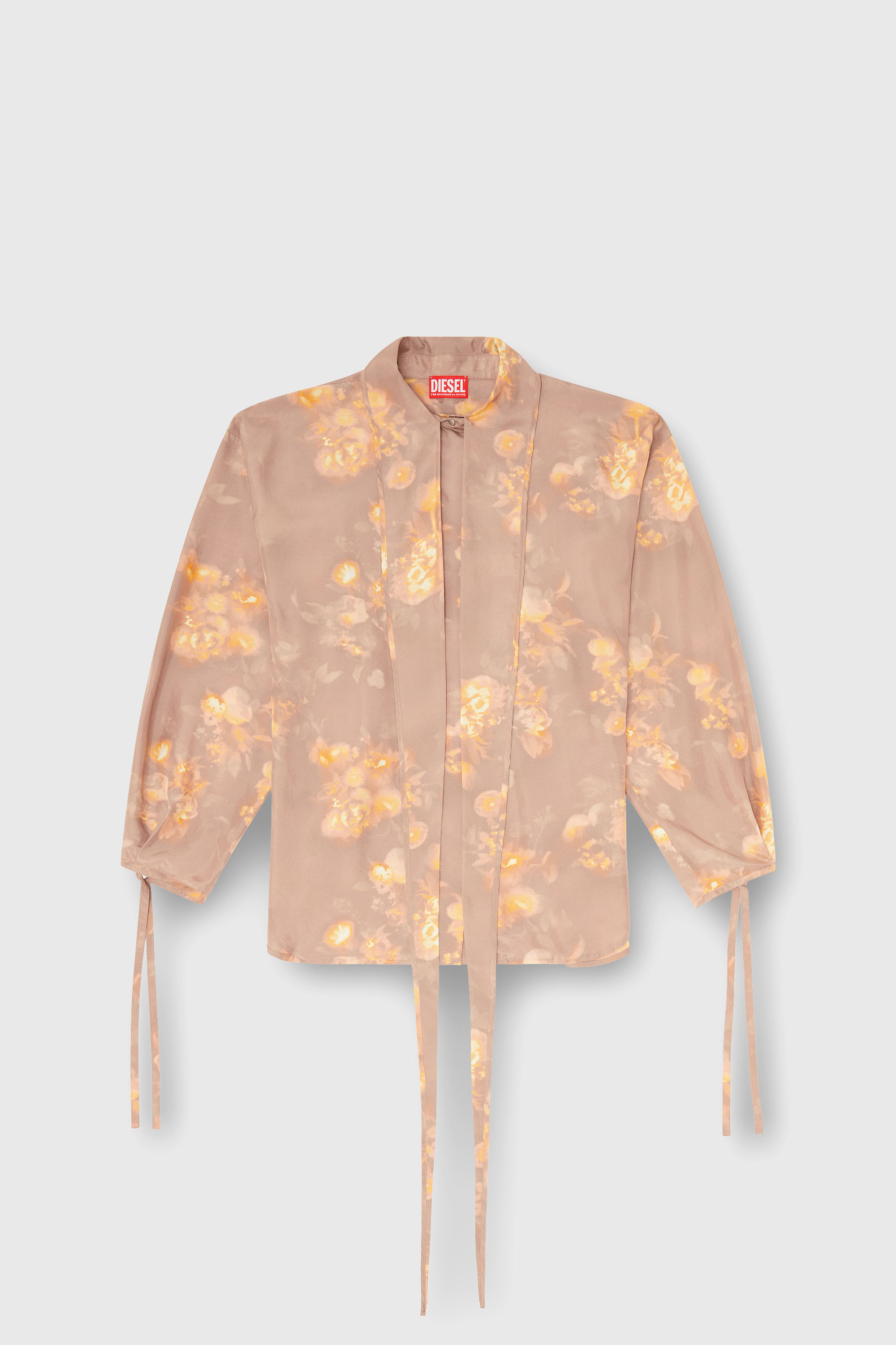 Diesel - C-ALLAS-T1, Camisa de seda habotai con estampado floral Mujer in Marr&oacute;n - 2