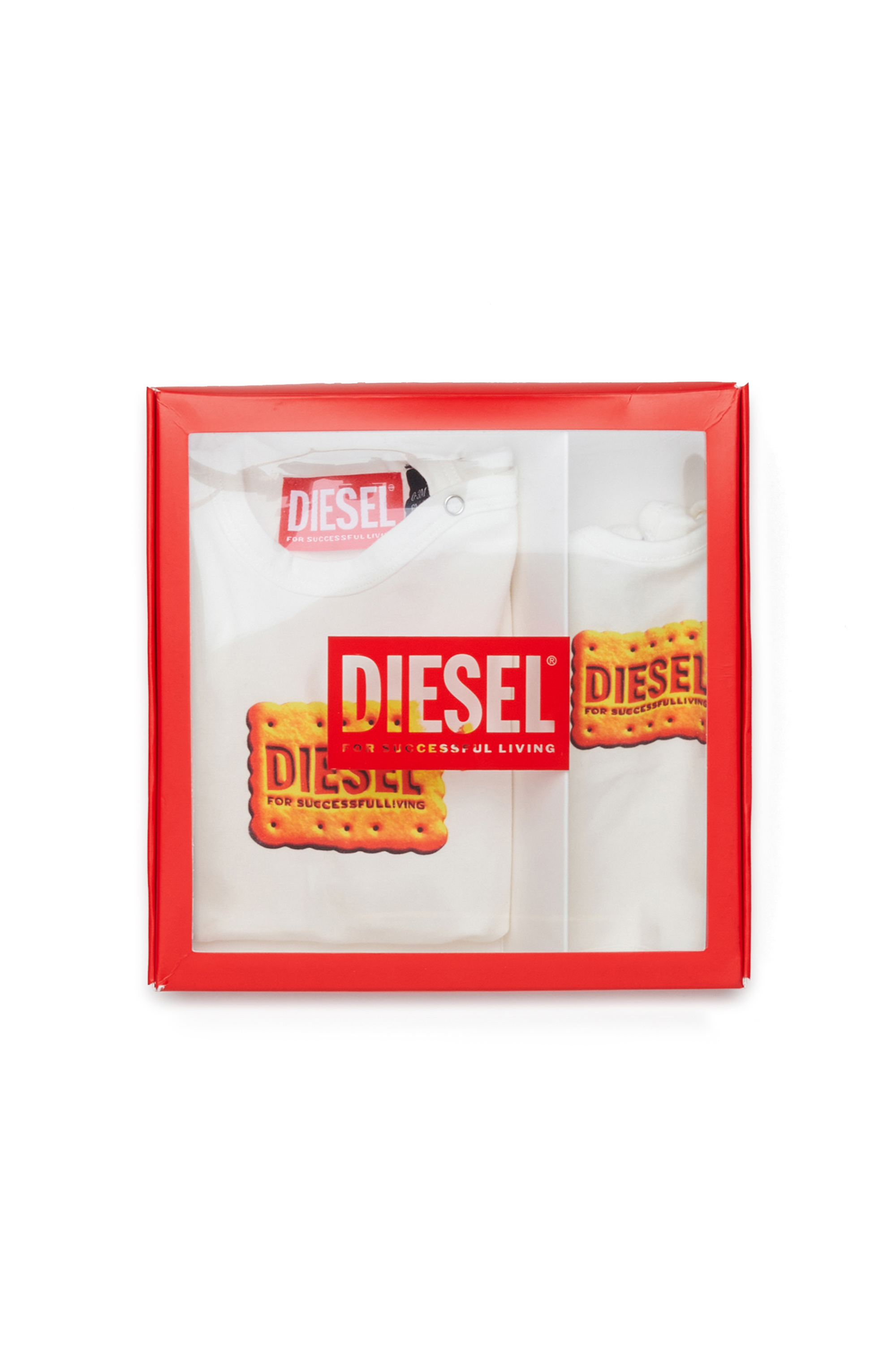 Diesel - UPPYBOX-NB, Conjunto para reci&eacute;n nacido con logo Biscotto estampado Unisex in Blanco - 4