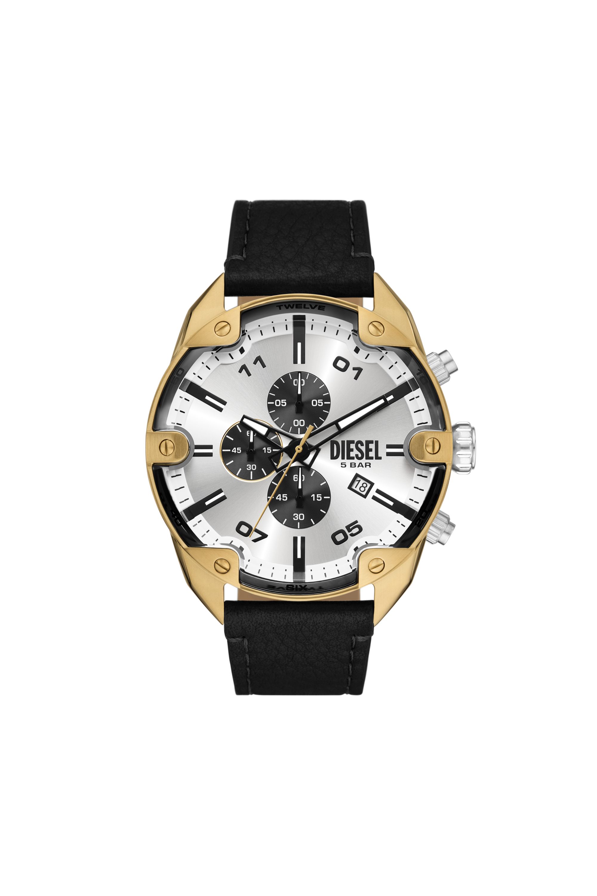 Diesel - DZ4671 WATCH, Reloj Spiked de cuero negro con cronógrafo Hombre in Negro - 1