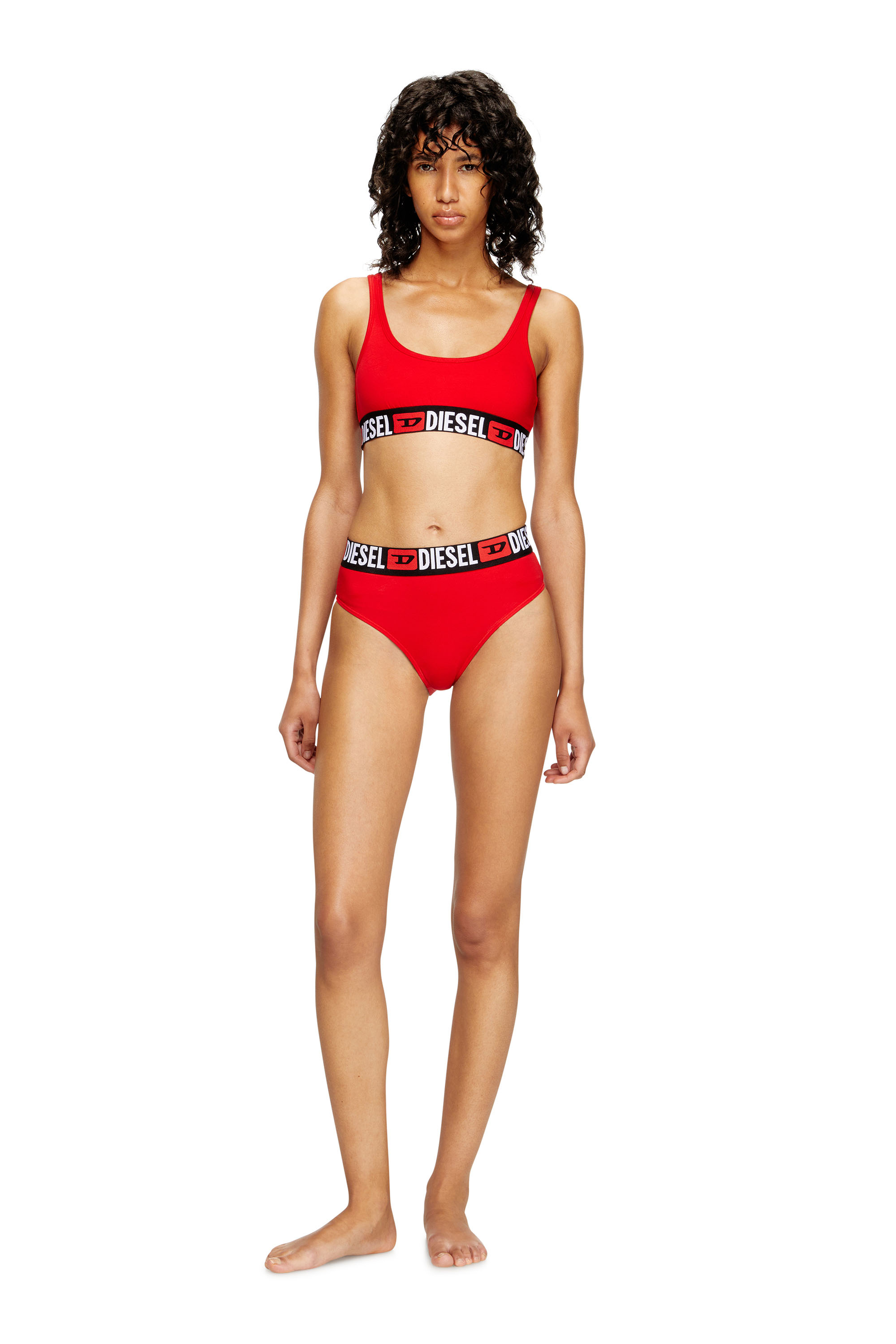 Diesel - UFSB-ORIBA, Bralette con banda con logotipo Mujer in Rojo - 1
